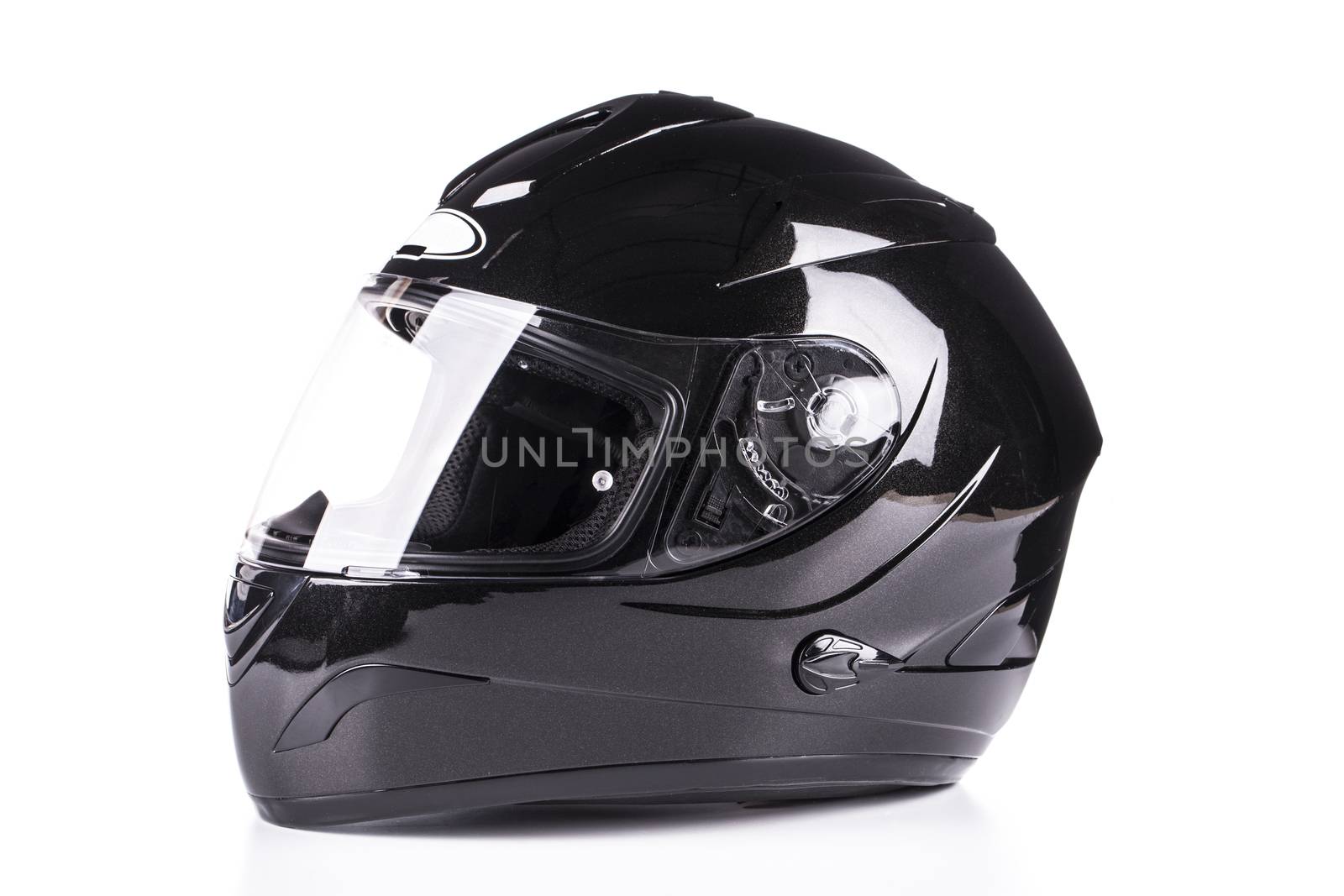 Black helmet Isolated on white background by ozaiachin