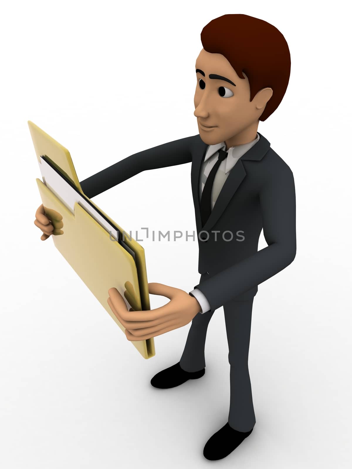 3d man holding big folder in hand concept by touchmenithin@gmail.com