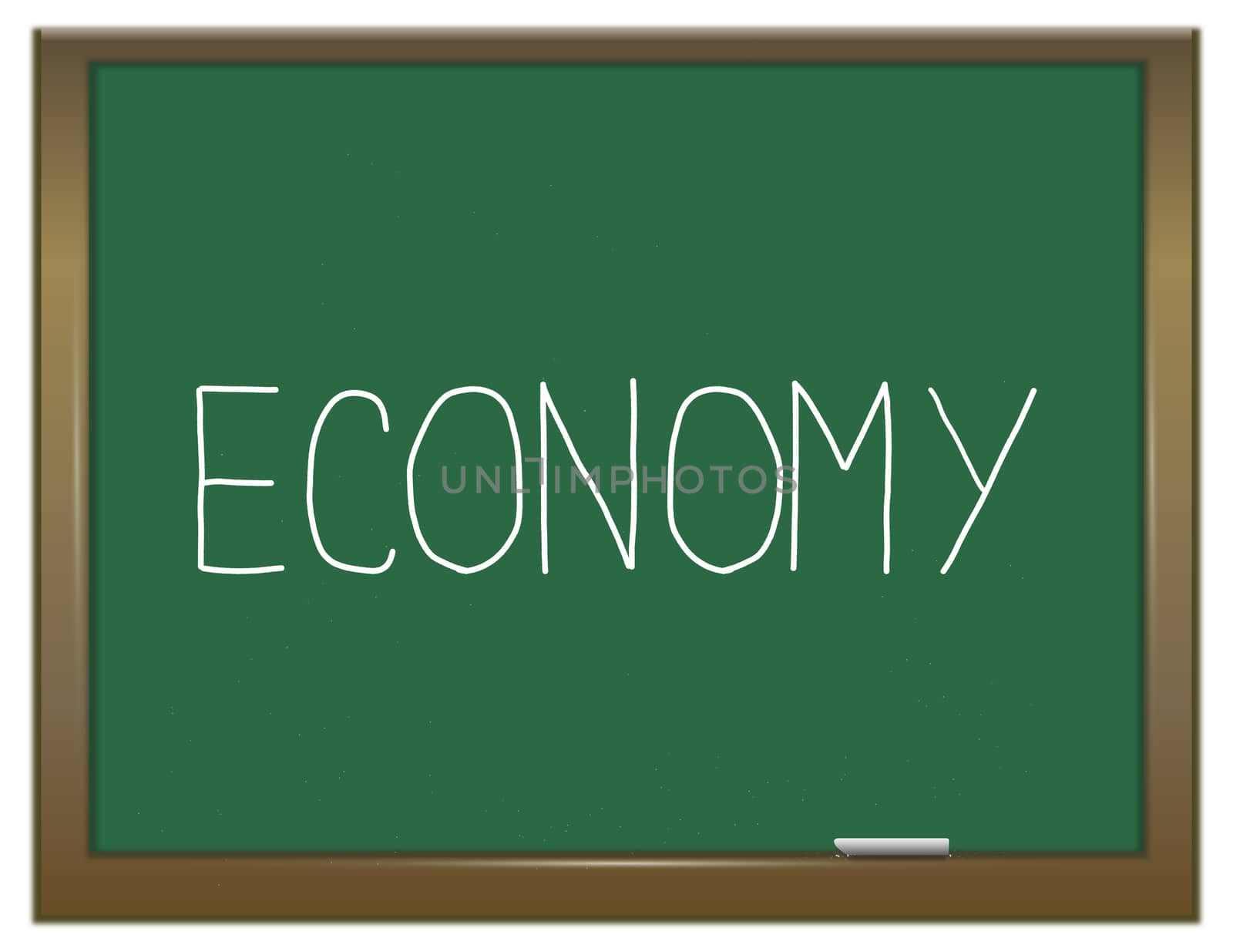 Illustration depicting a green chalkboard with an economy concept.