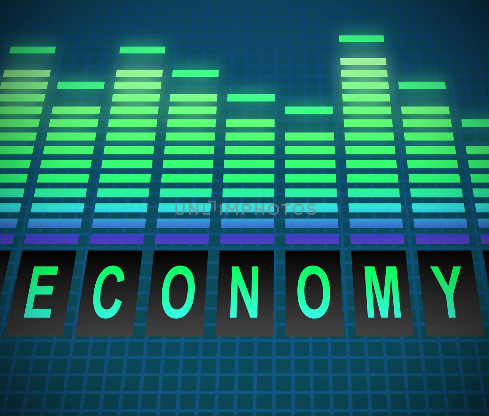 Illustration depicting graphic equalizer levels with an economy concept.
