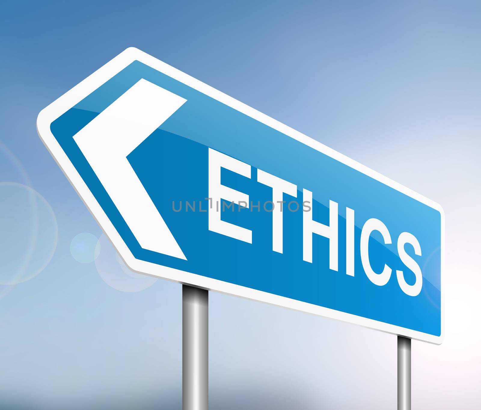 Illustration depicting a sign with an ethics concept.