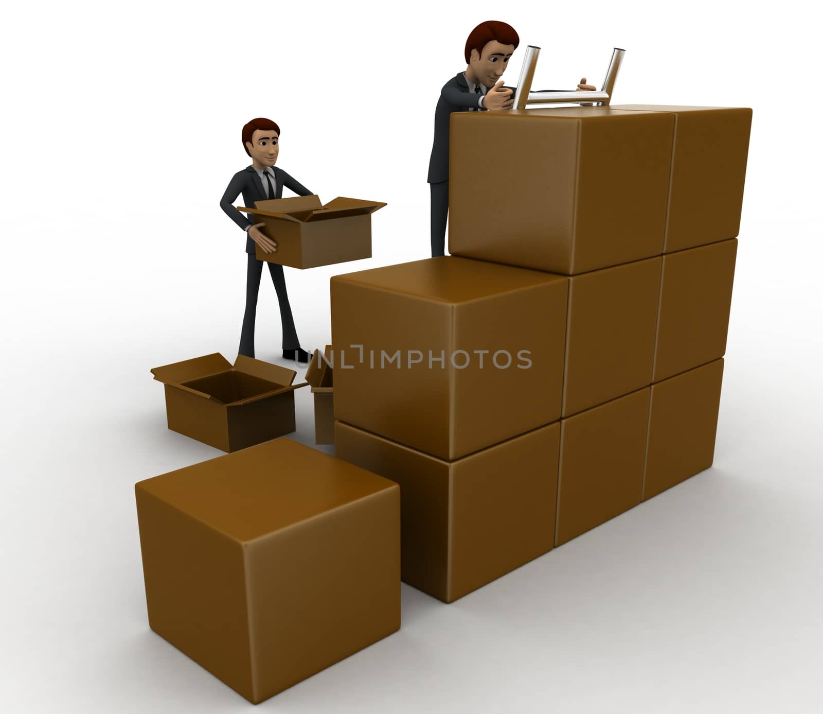 3d man finding in boxes concept by touchmenithin@gmail.com