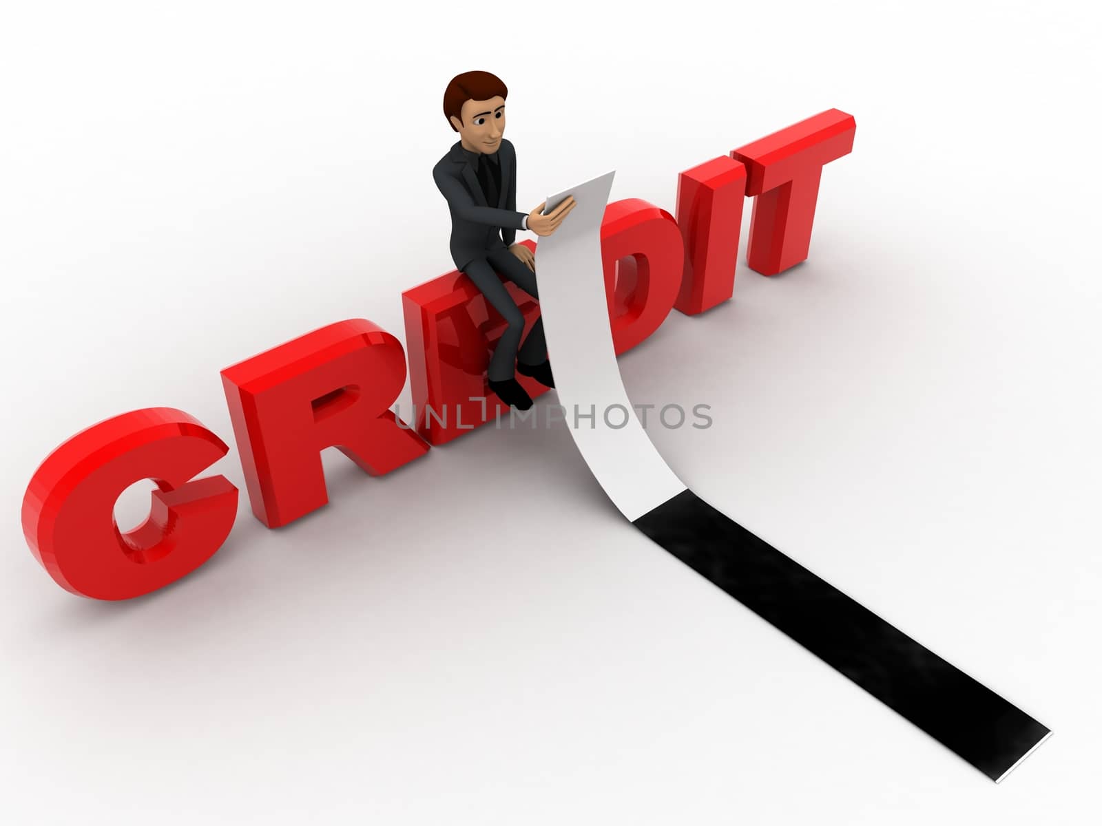 3d man sitting on credit text concept by touchmenithin@gmail.com