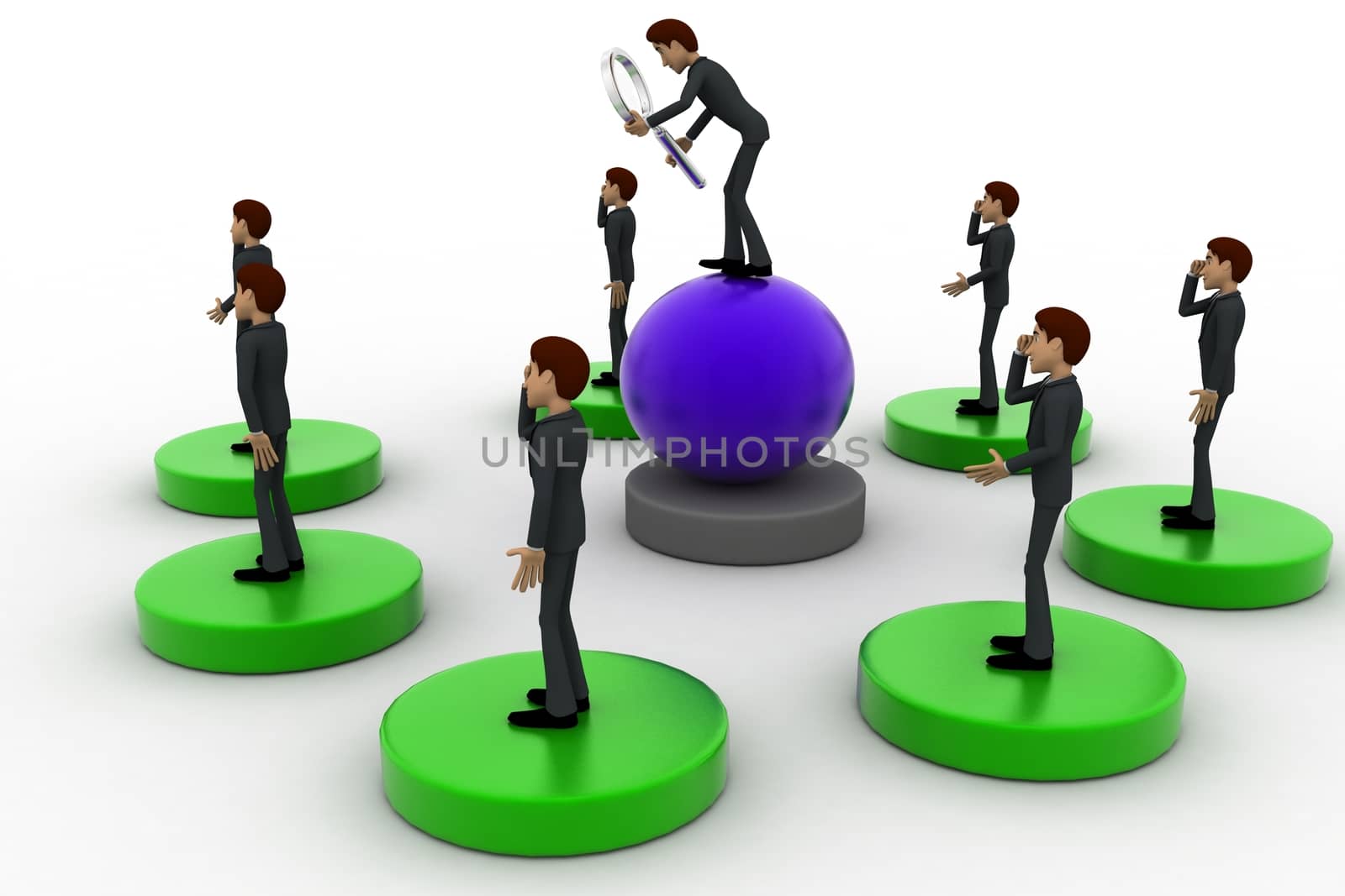 3d man jumping gap concept on white background, side angle view