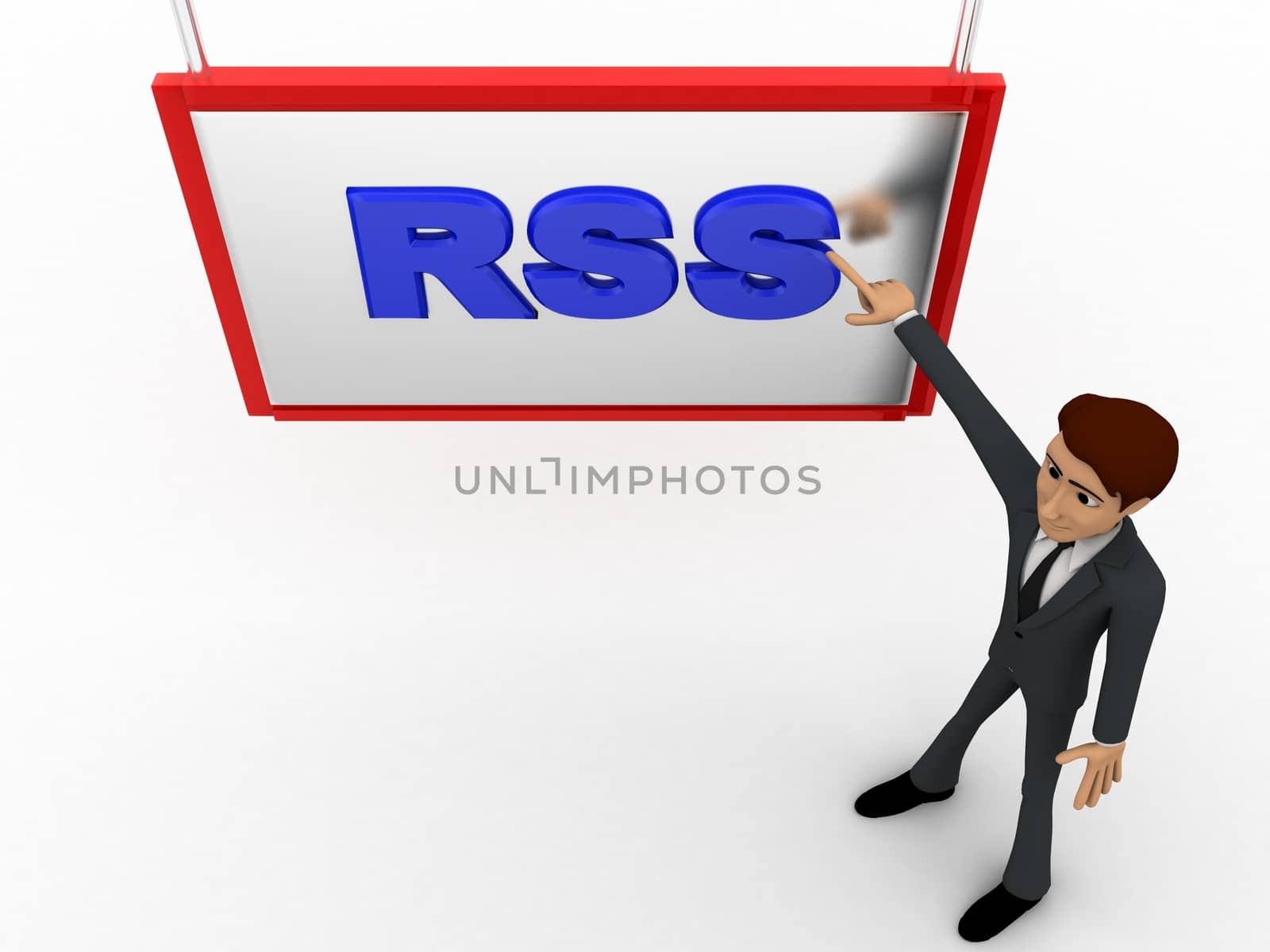 3d man pointing fingure at RSS board concept by touchmenithin@gmail.com