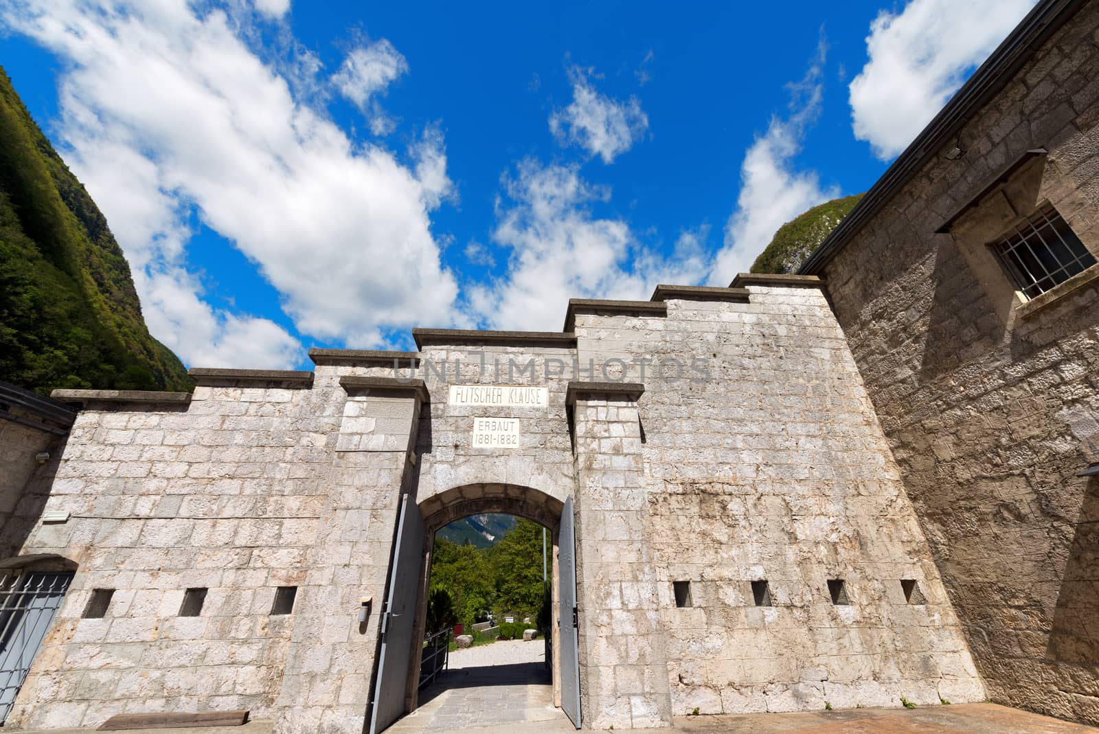 Fort Kluze, Austrian fortress of first world war built in the valley of the river Koritnica in Slovenia