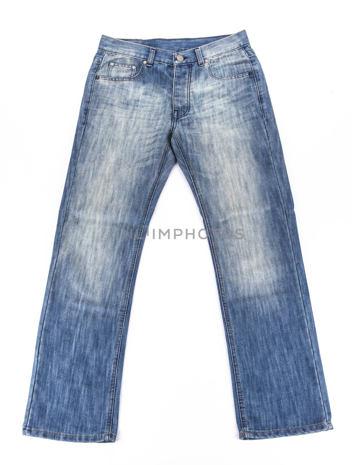 Blue jeans trouser isolated on the white background