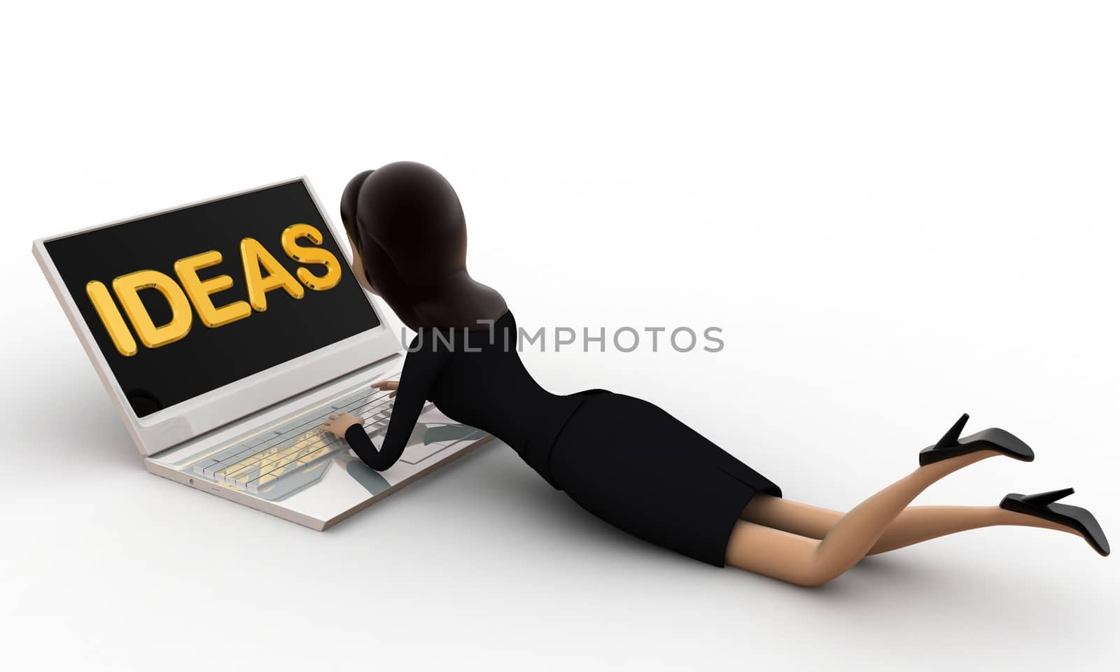 3d woman working on laptop and idea concept by touchmenithin@gmail.com