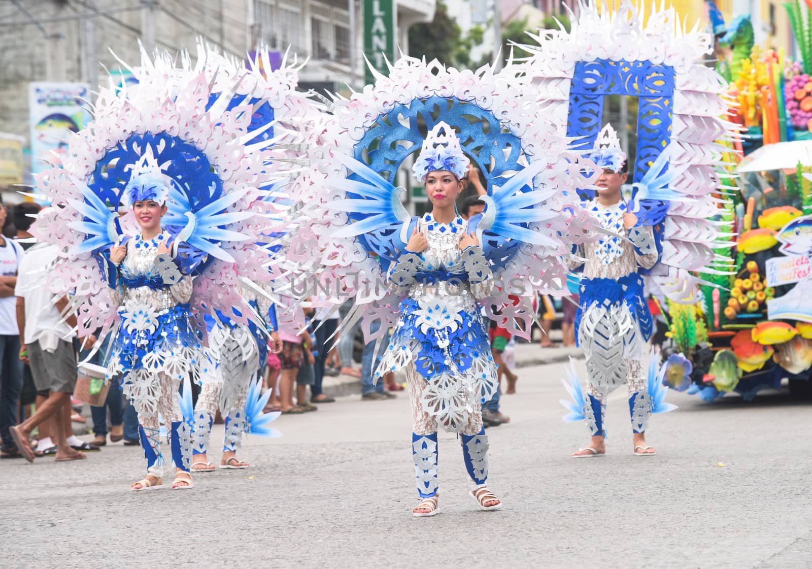 General Santos City, The Philippines - September 1, 2015: The parade of the opening day of the 17th Annual Gensan Tuna Festival to celebrate the  most important industry of city, the tuna canneries.