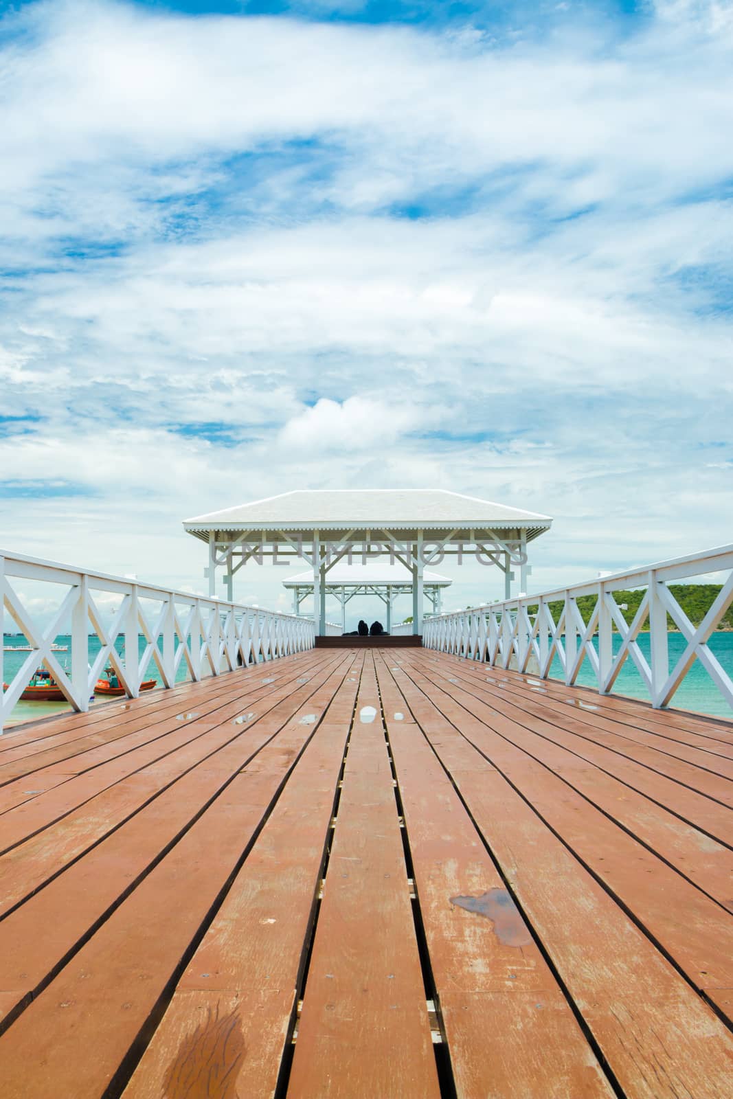 wooden bridge pier in Koh Sri Chang. Chonburi, Thailand