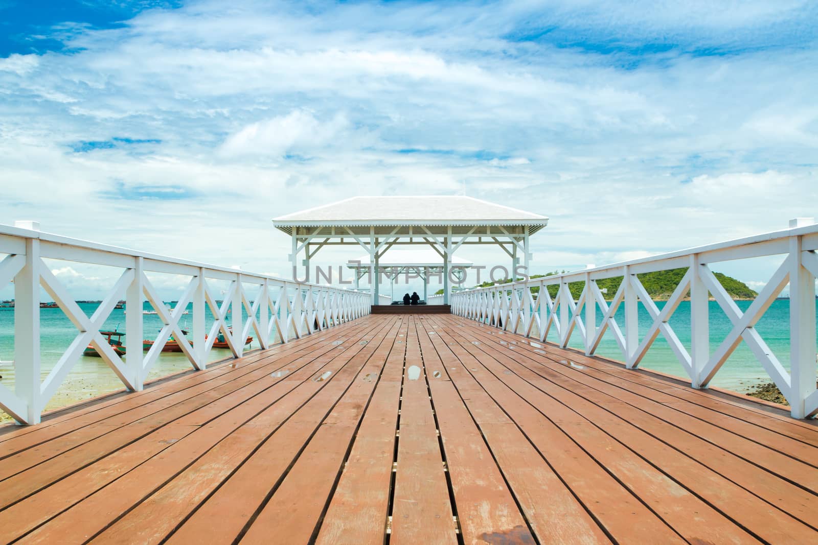 wooden bridge pier in Koh Sri Chang. Chonburi, Thailand