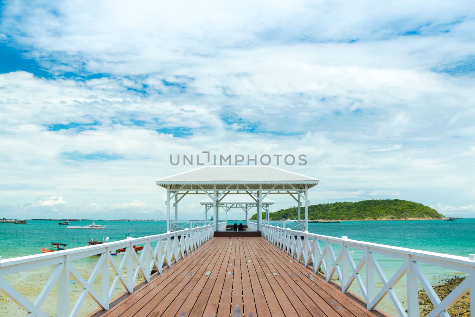 wooden bridge pier in Koh Sri Chang. Chonburi, Thailand