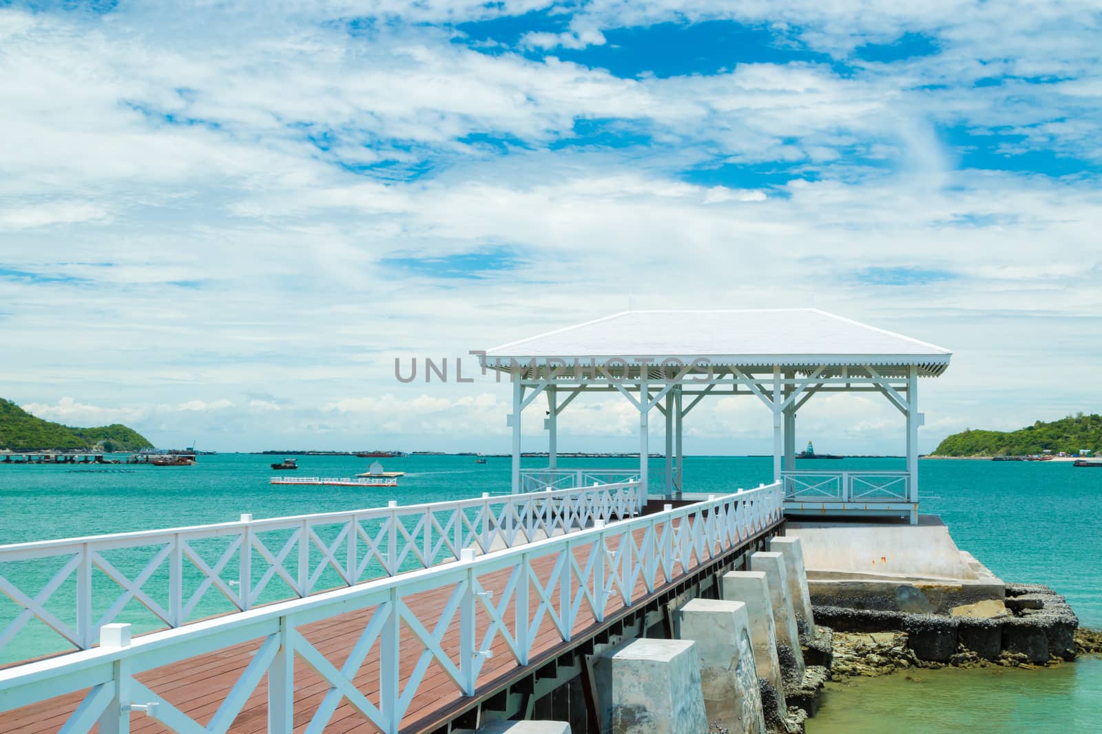 wooden bridge pier in Koh Sri Chang. Chonburi, Thailand