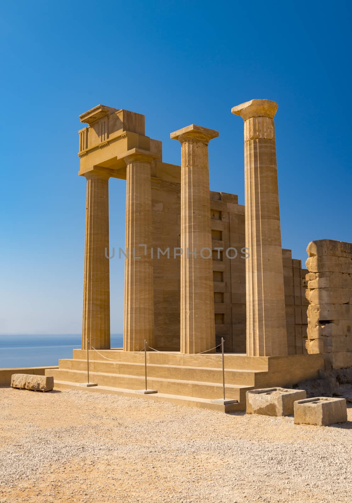 Columns at the Acropolis of Lindos, Rhodes by allouphoto
