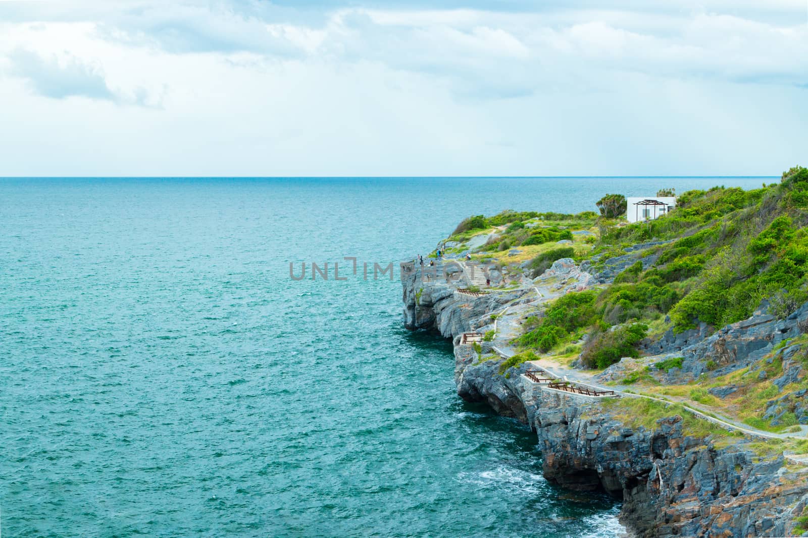 Beautiful viewpoint of the island and sea from is a famous attractions of Chonburi, Thailand