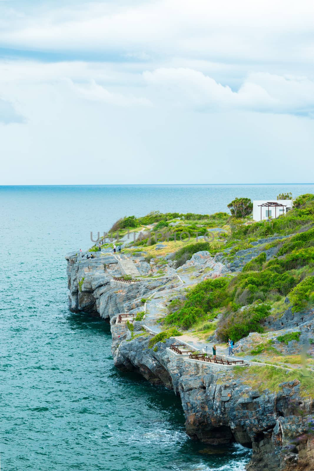 Beautiful viewpoint of the island and sea from is a famous attractions of Chonburi, Thailand