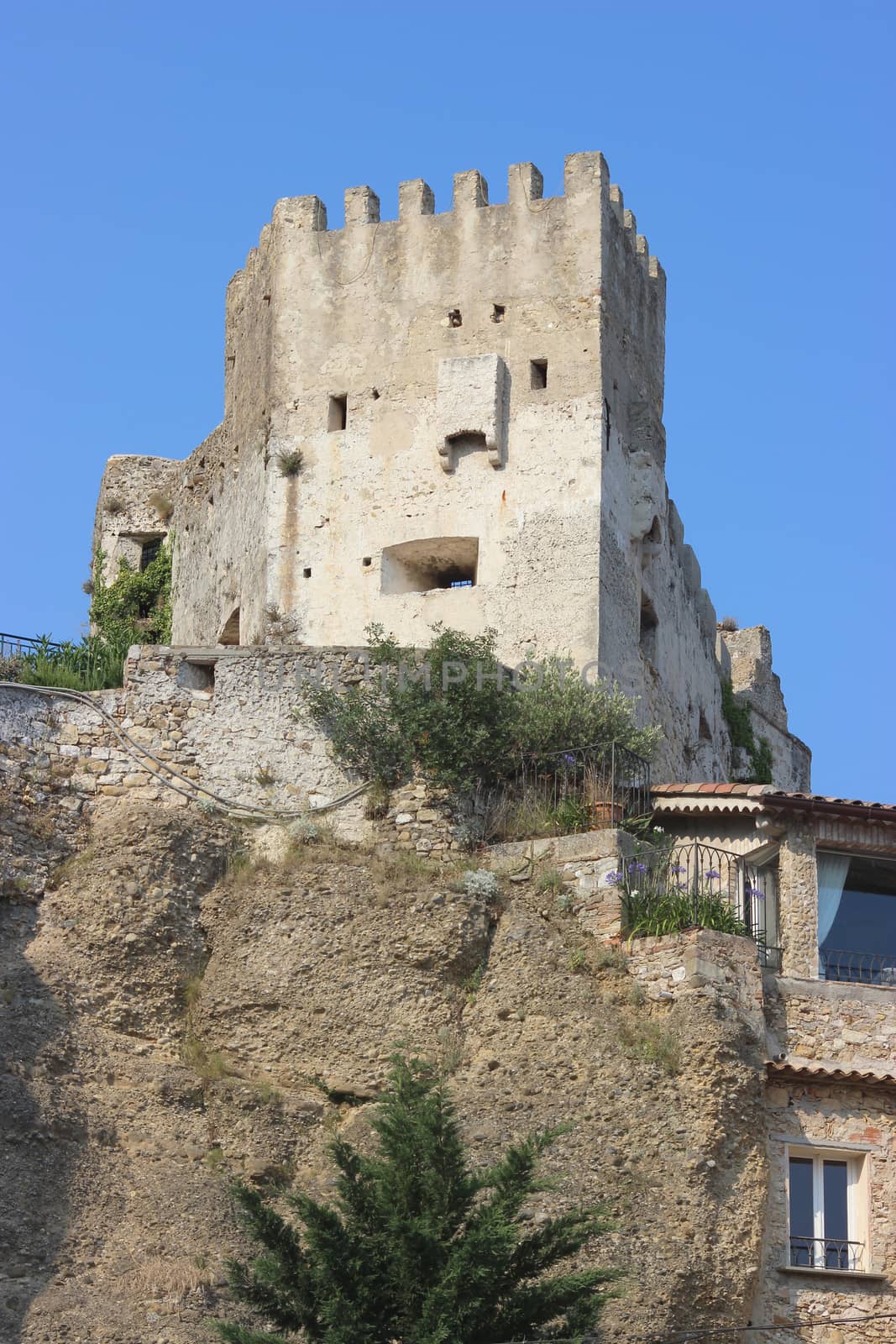 Castle of Roquebrune-Cap-Martin in southeastern France between Monaco and Menton
