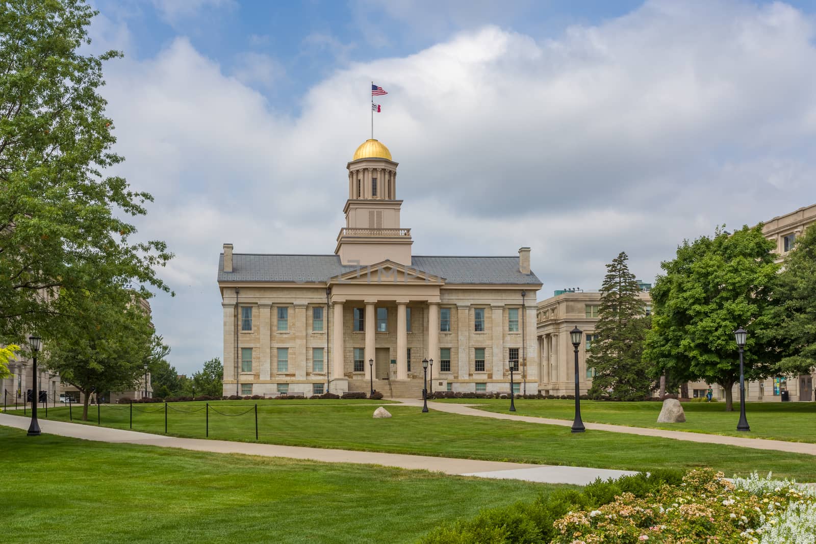 IOWA CITY, IA/USA - AUGUST 7, 2015: Iowa Old Capitol Building at the University of Iowa. The Iowa Old Capitol Building is the original Iowa state capitol.