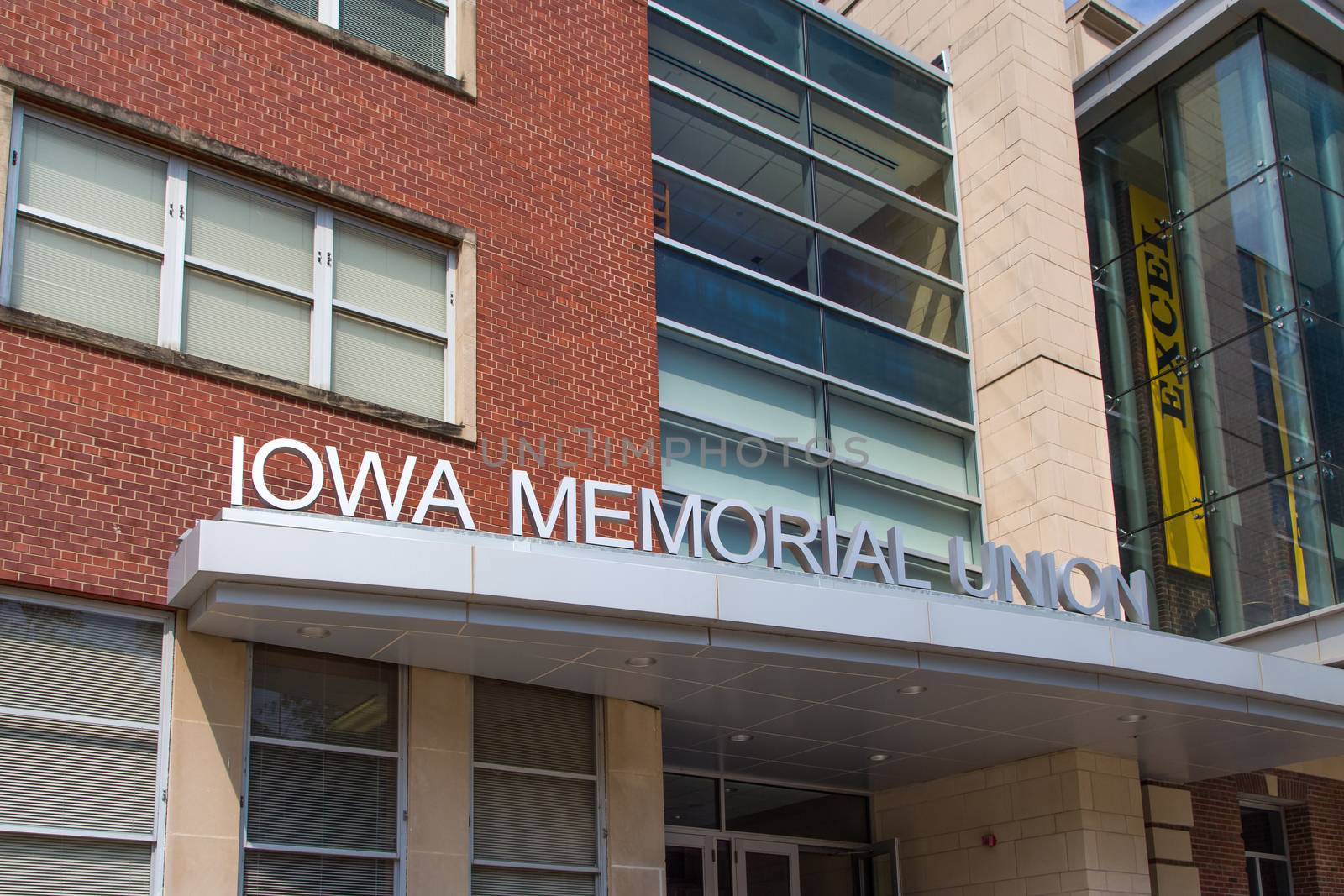 IOWA CITY, IA/USA - AUGUST 7, 2015: Iowa Memorial Union at the University of Iowa. The University of Iowa is a flagship public research university.