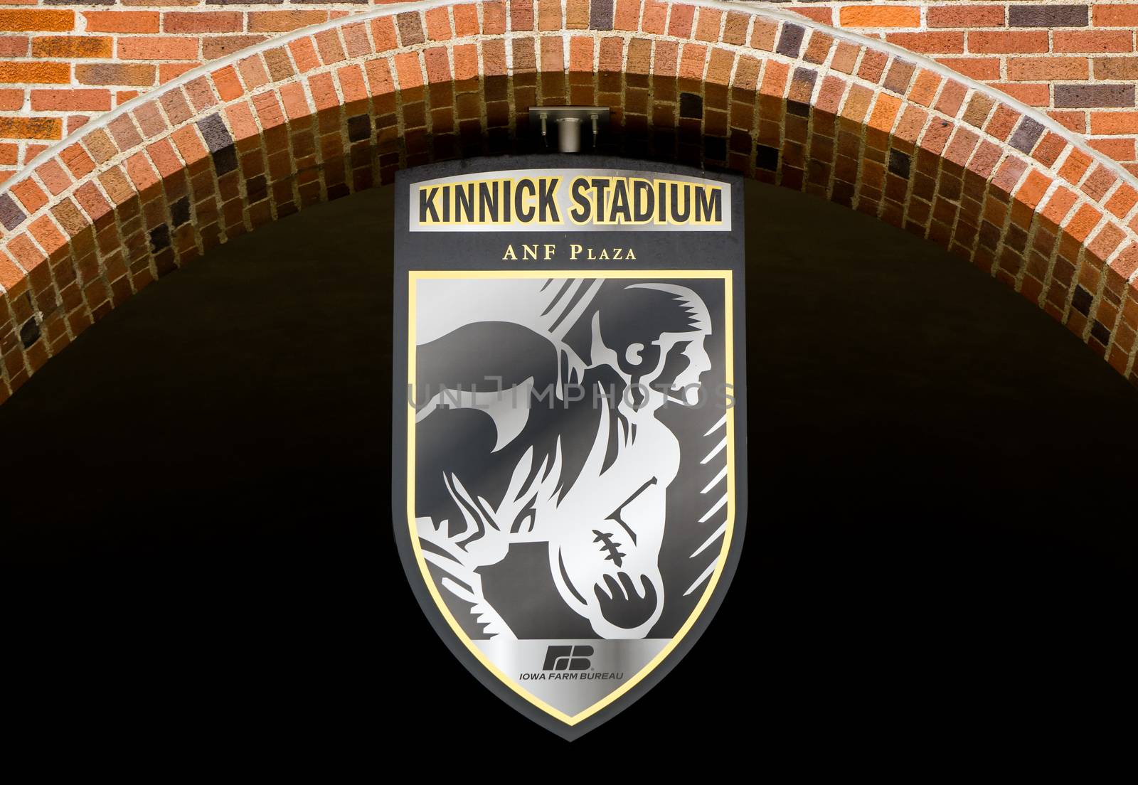 IOWA CITY, IA/USA - AUGUST 7, 2015: Kinnick Stadium emblem and seal. The University of Iowa is a flagship public research university.