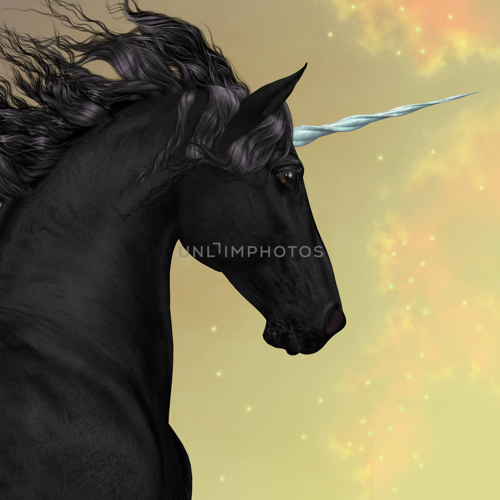 Black Friesian Unicorn by Catmando