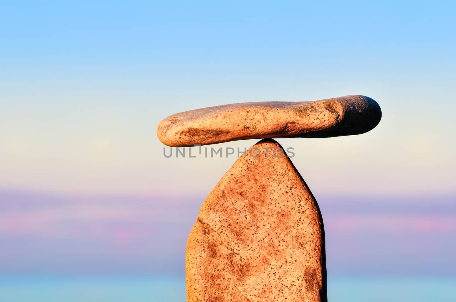 Balance of two stones each other on the coast