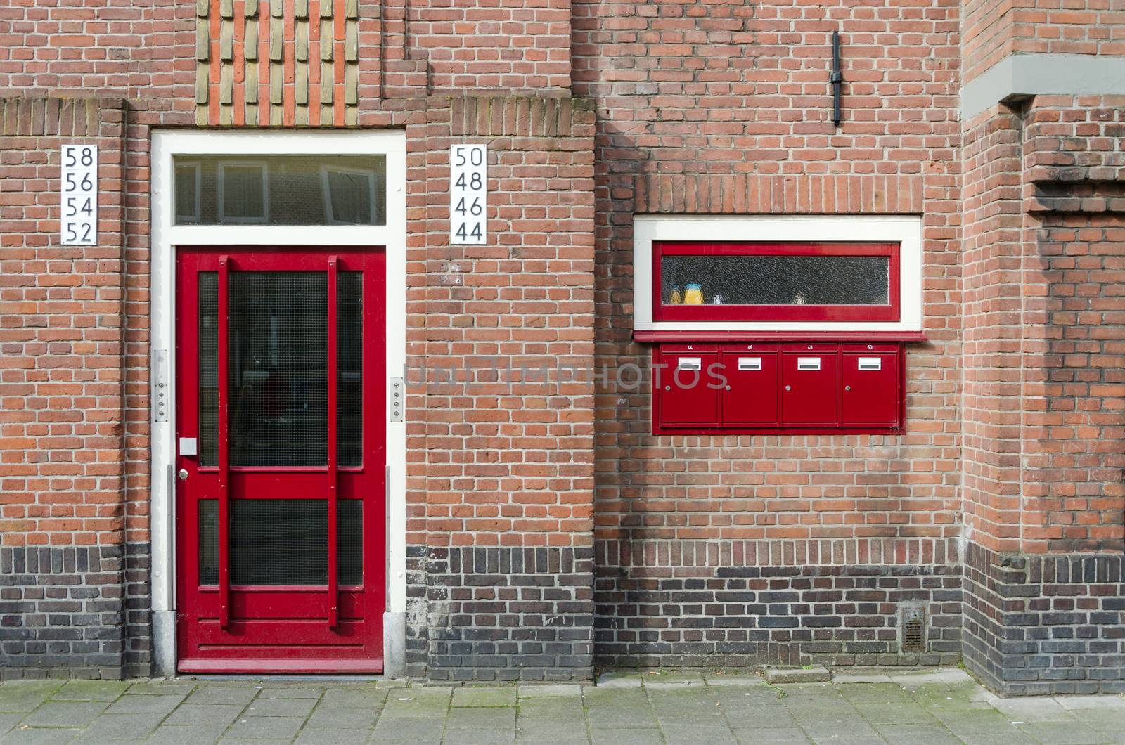 Door and Mailbox outside apartment building in Amsterdam, Netherlands