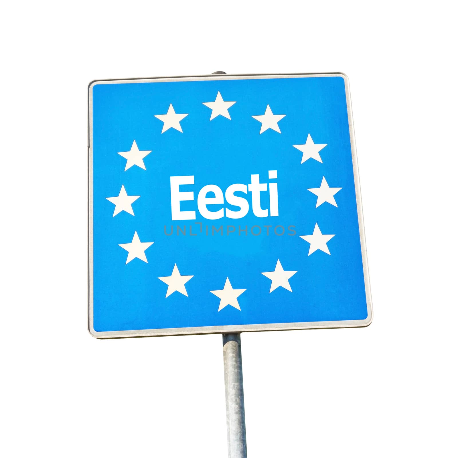 Border sign of estland, europe - isolated on white background