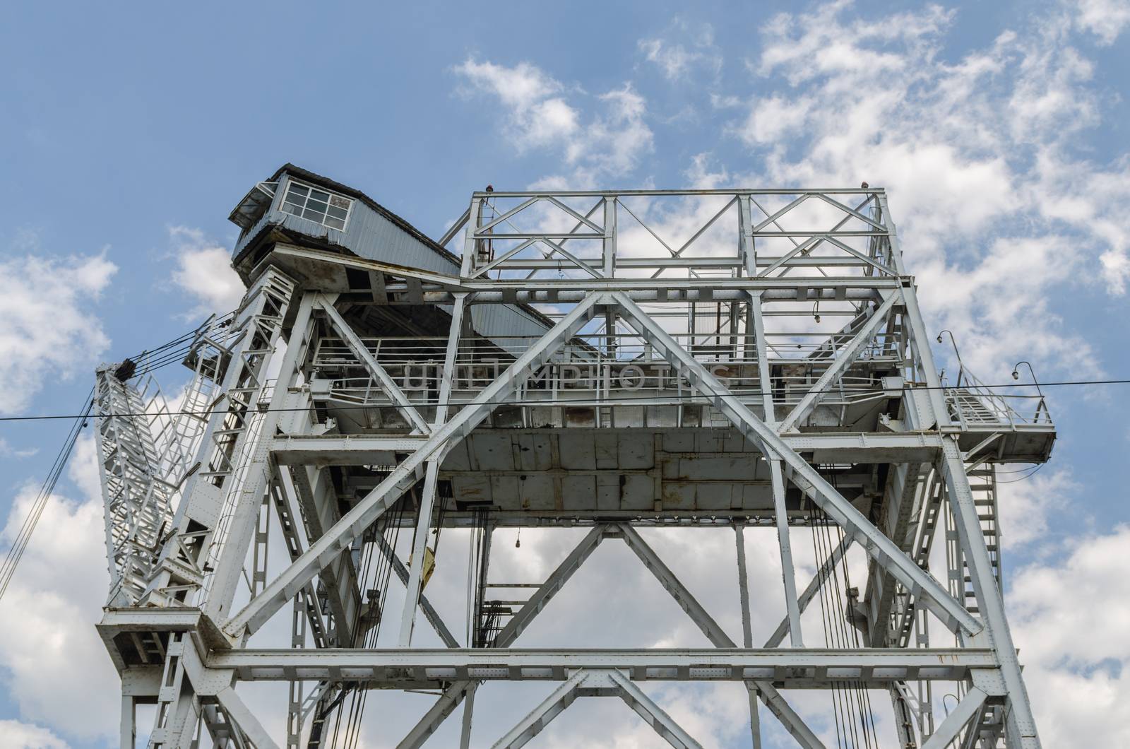 bridge cran hydroelectric plant on blue sky background