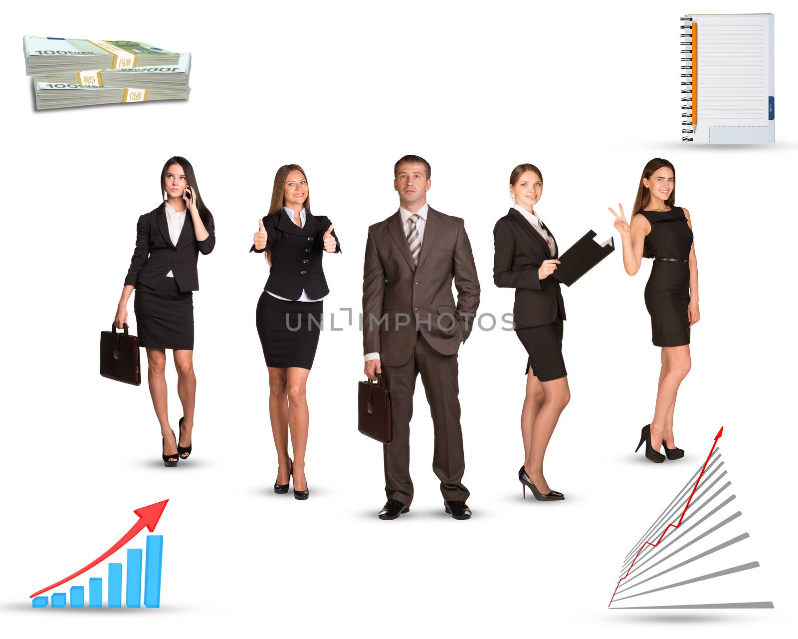 Group of business people with graphs by cherezoff