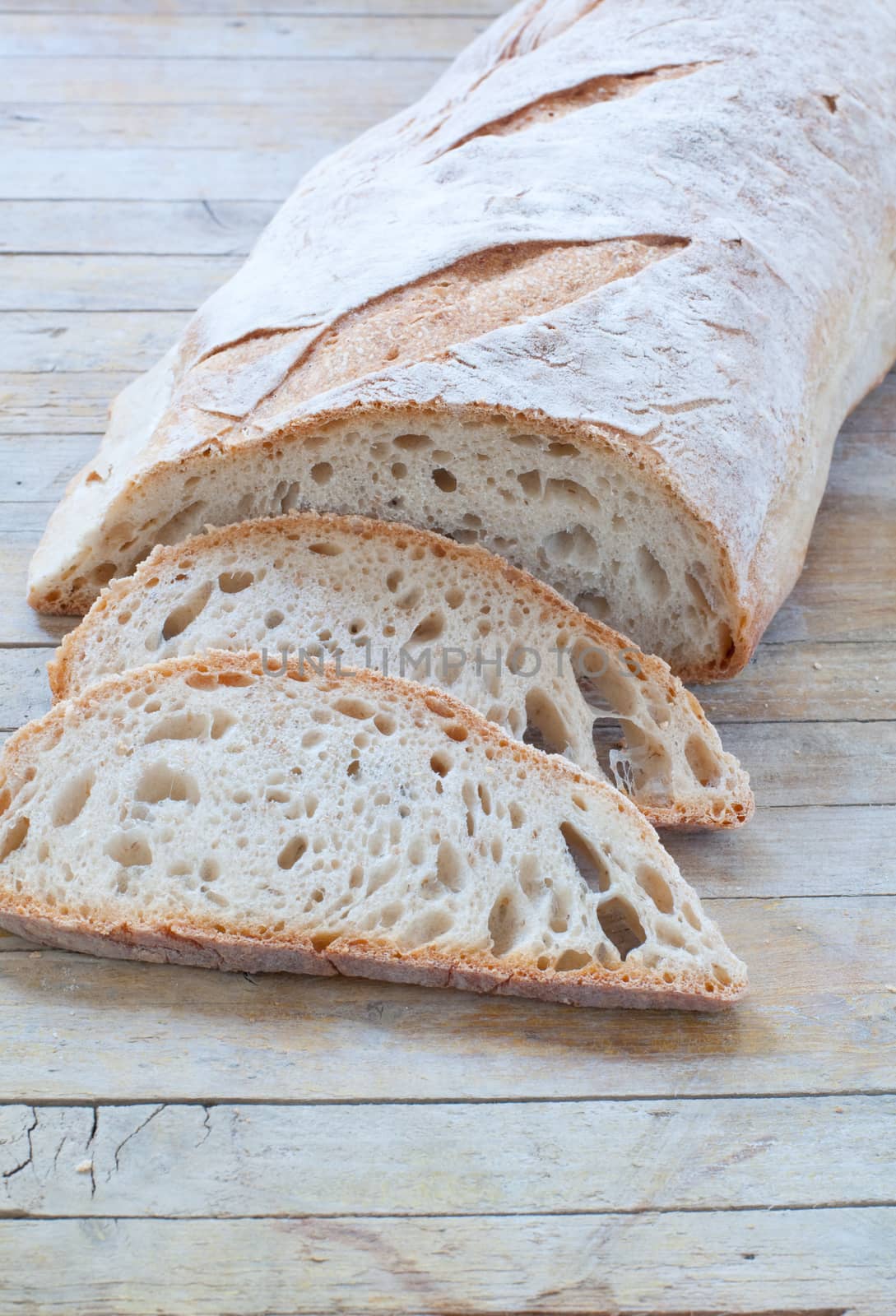 Different varieties of Italian pasta and homemade bread