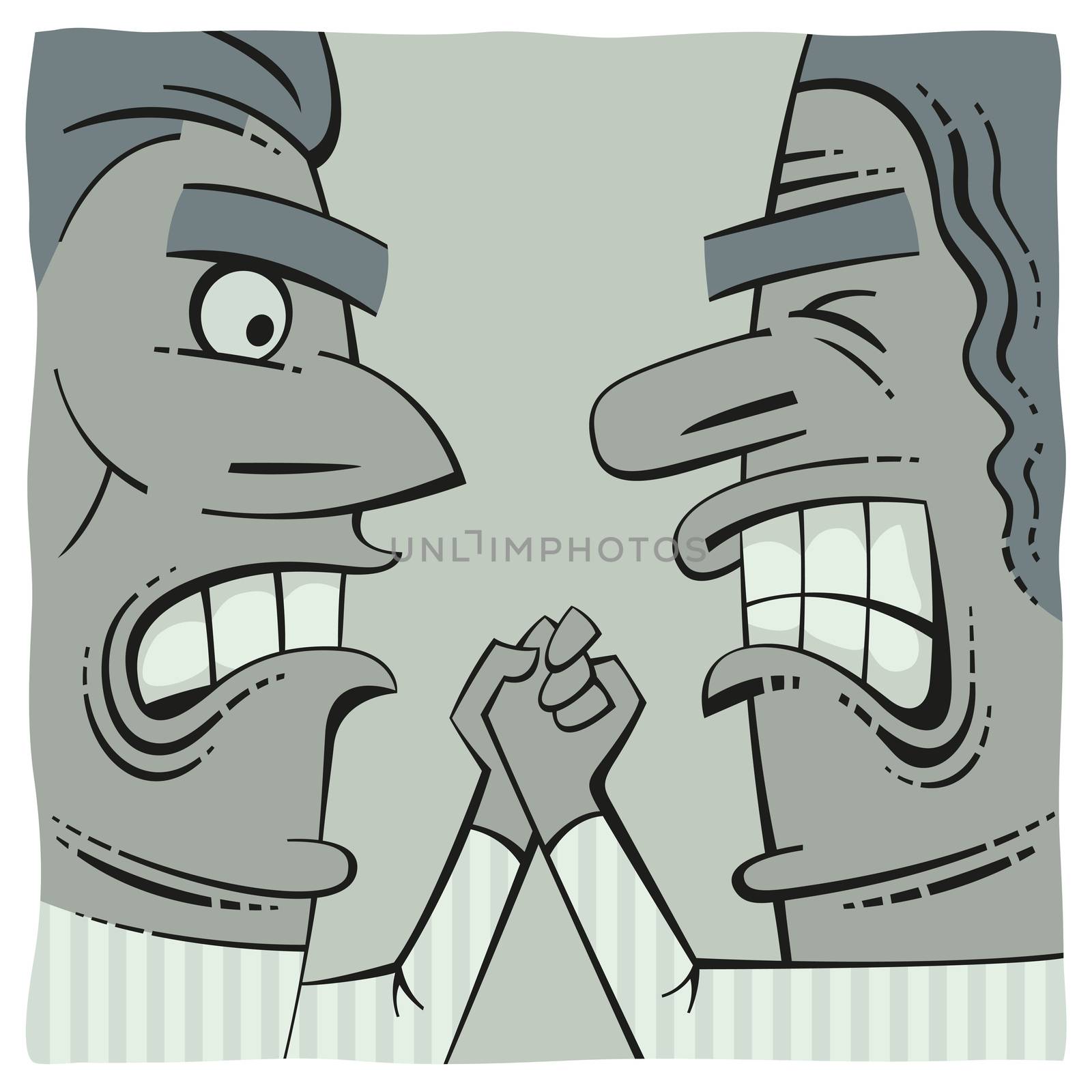 Hand fight of two angry men