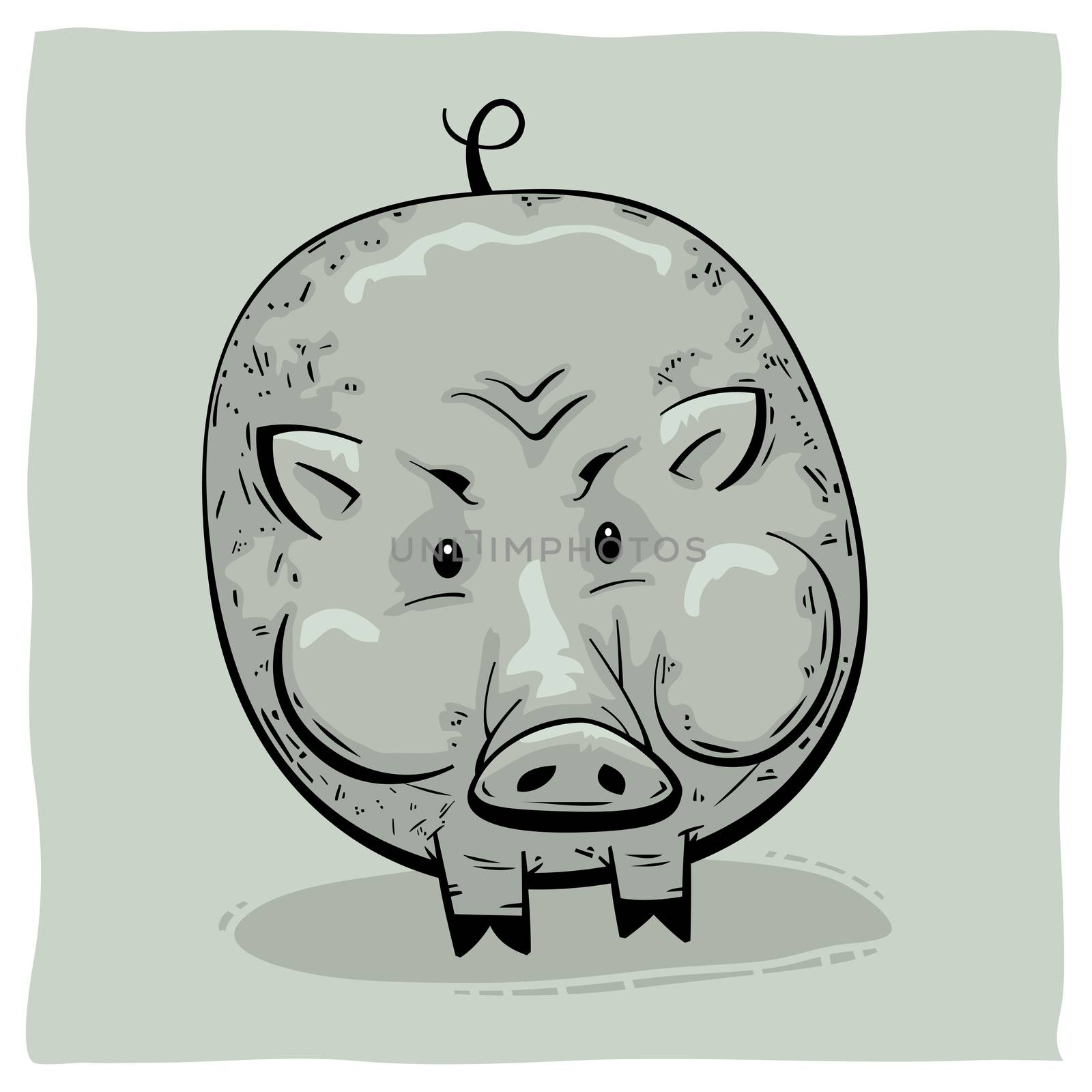 Fat round pig vector illustration cartoon