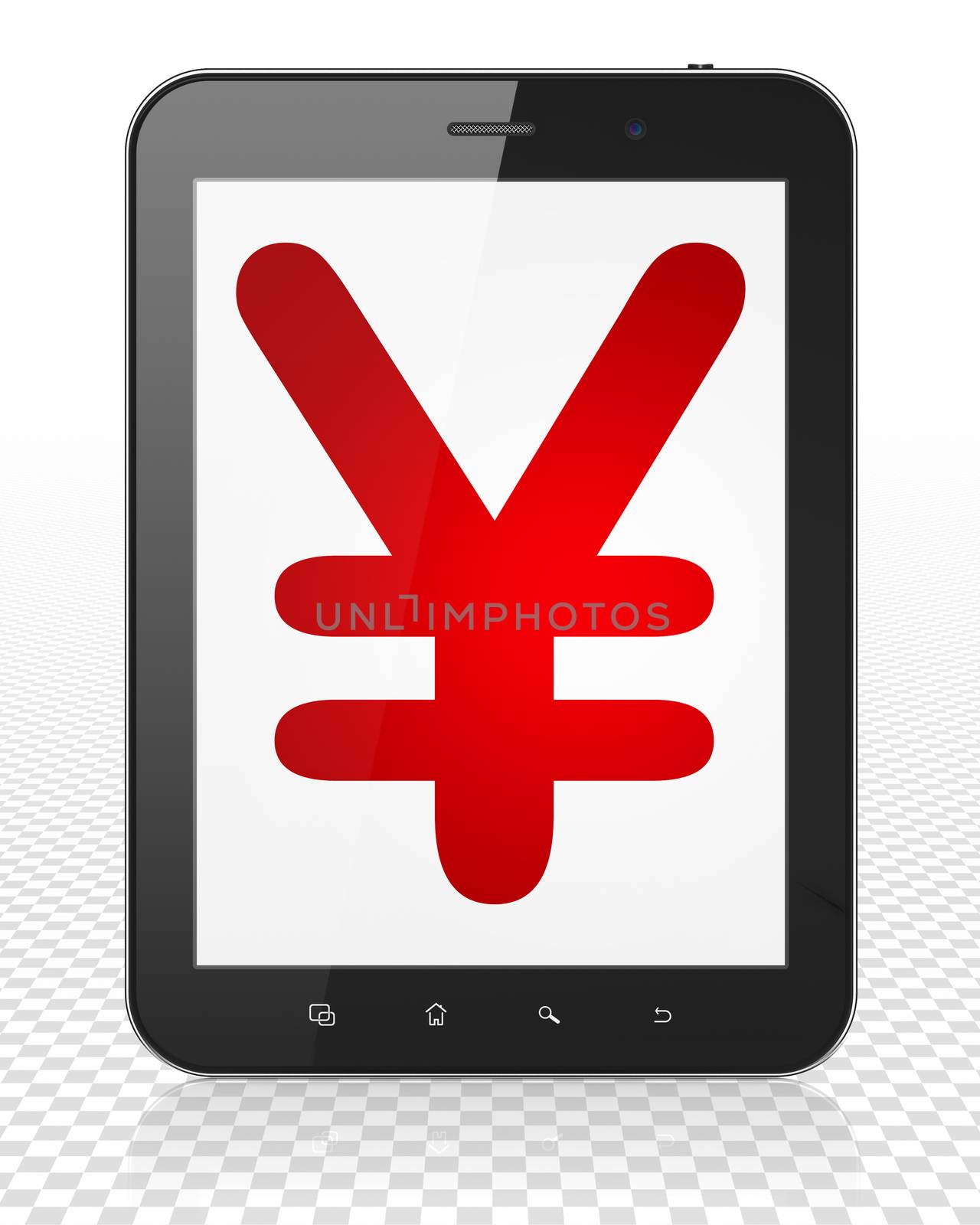 Banking concept: Tablet Pc Computer with red Yen icon on display