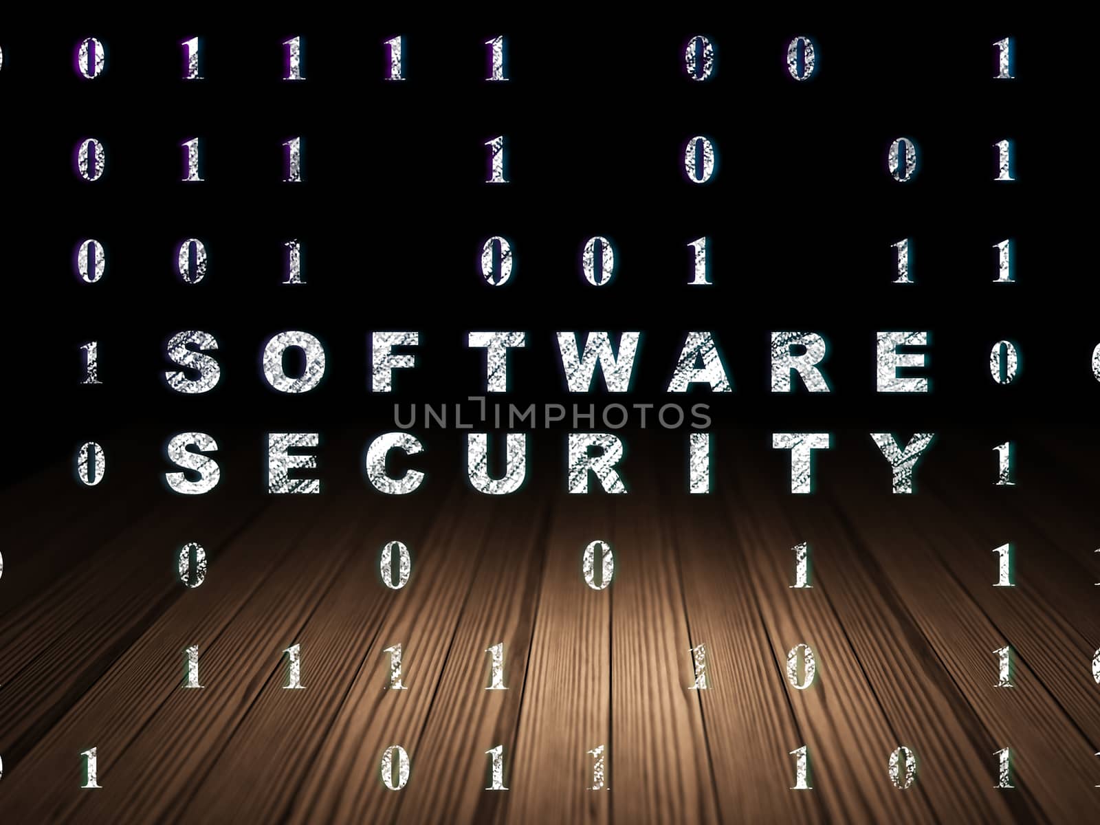 Safety concept: Software Security in grunge dark room by maxkabakov