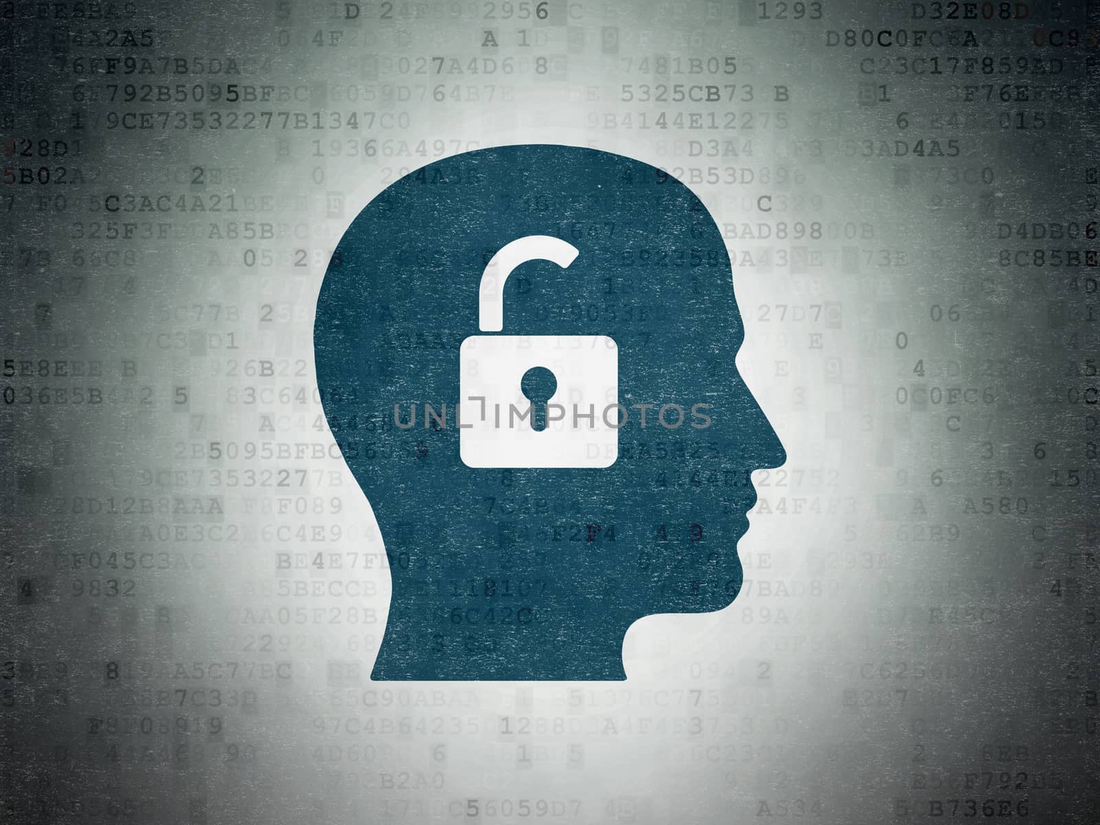 Finance concept: Head With Padlock on Digital Paper background by maxkabakov