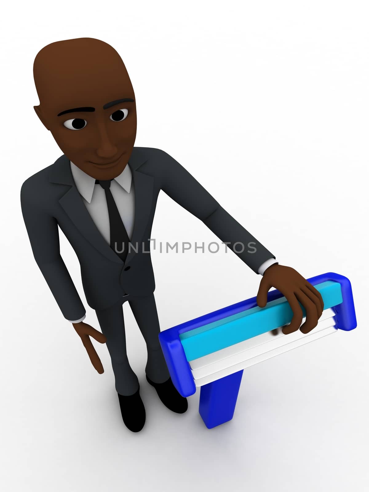 3d man standing with blue shaving razor concept by touchmenithin@gmail.com