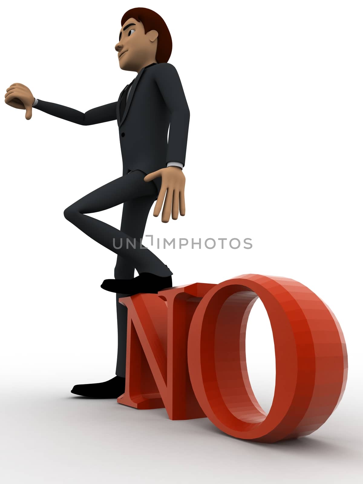 3d man standing with one leg on no text concept by touchmenithin@gmail.com