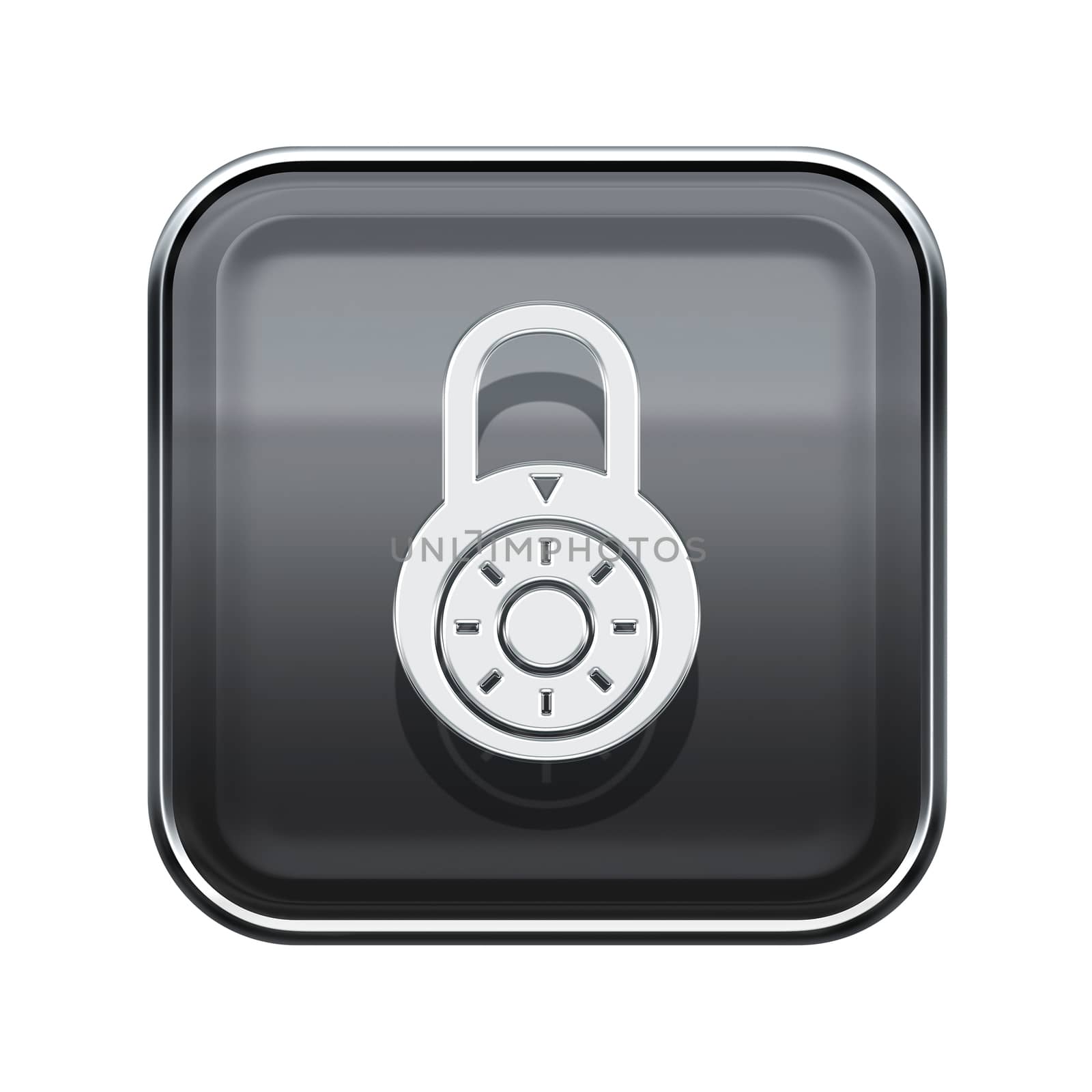 Lock off icon glossy grey, isolated on white background. by zeffss