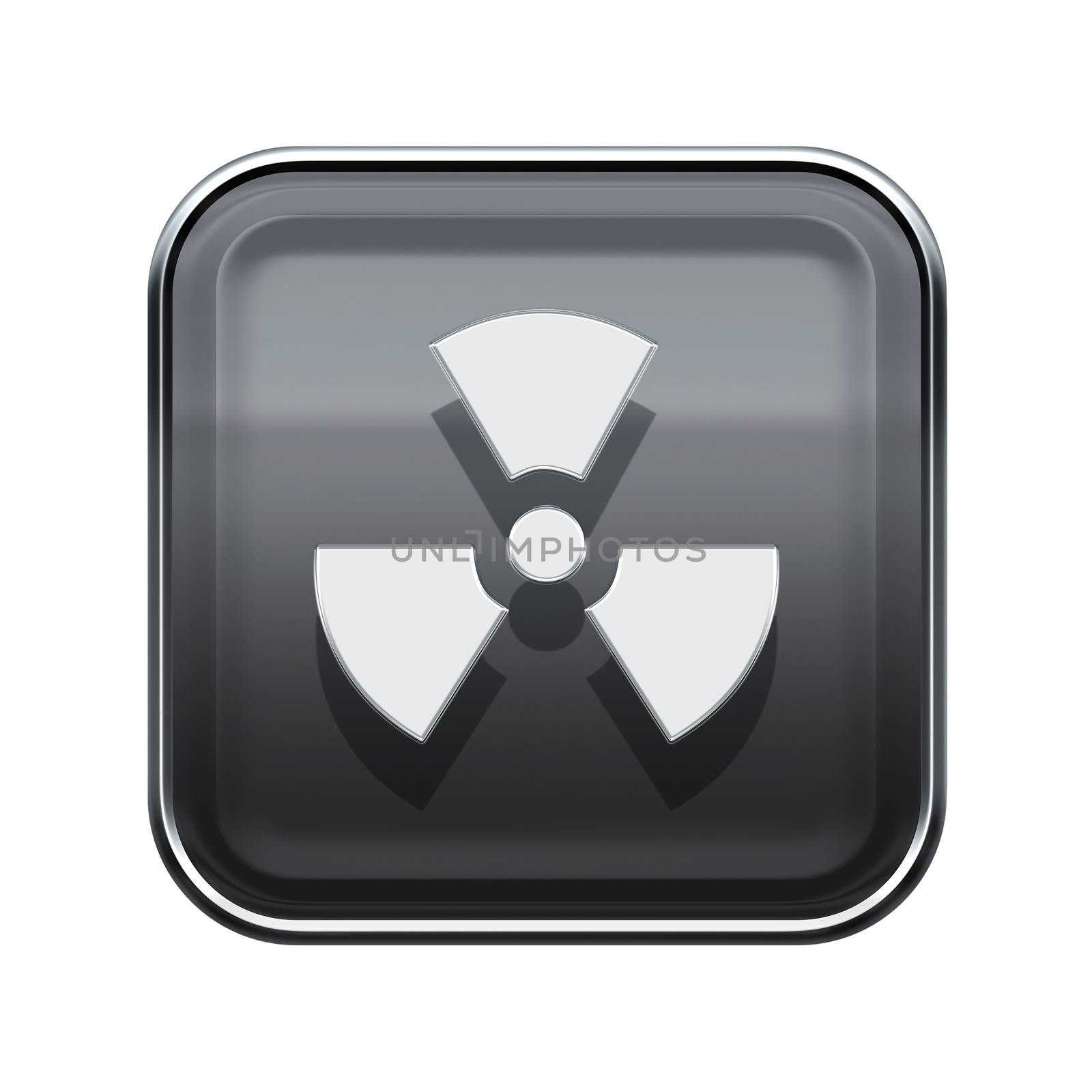 Radioactive icon glossy grey, isolated on white background. by zeffss