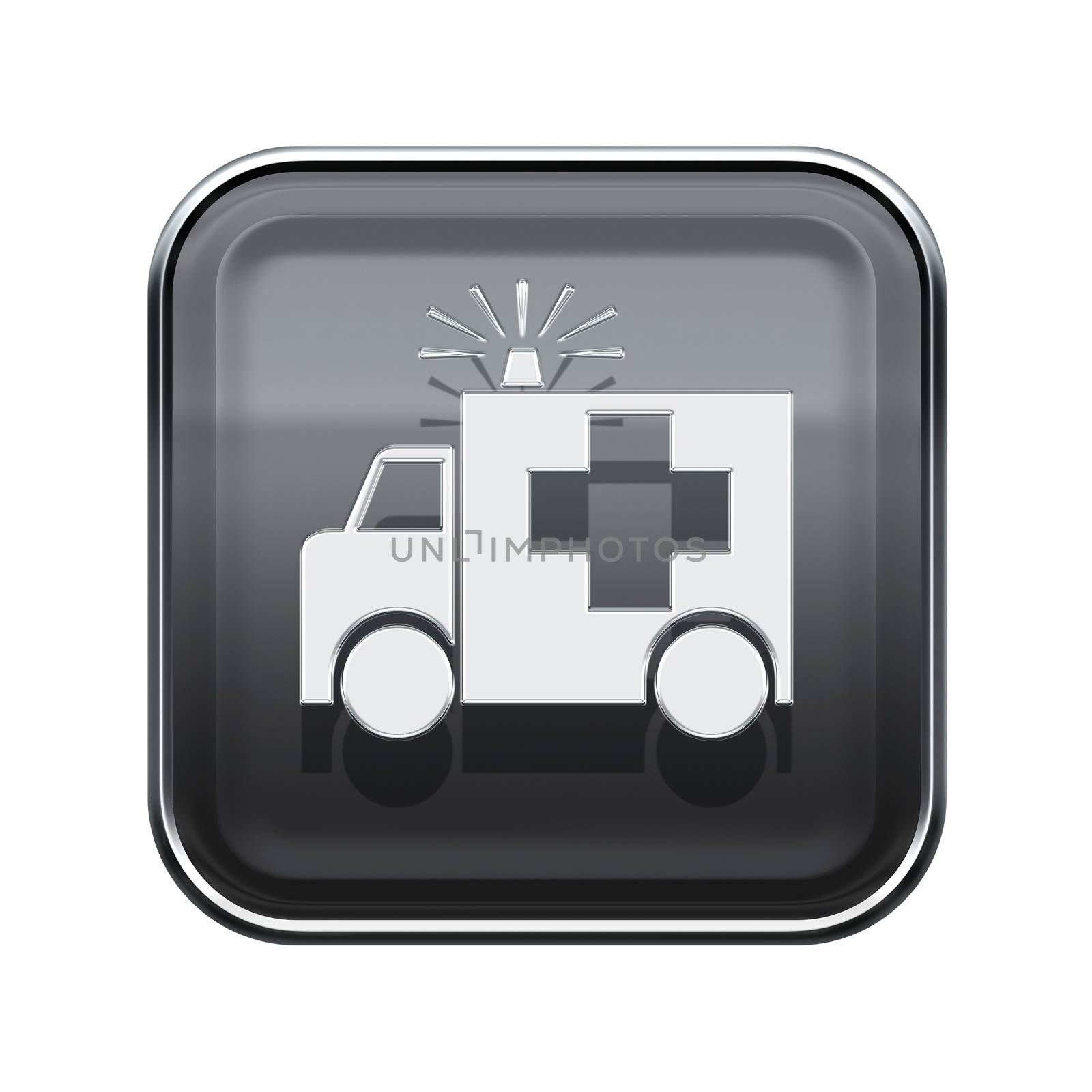 First aid icon glossy grey, isolated on white background.