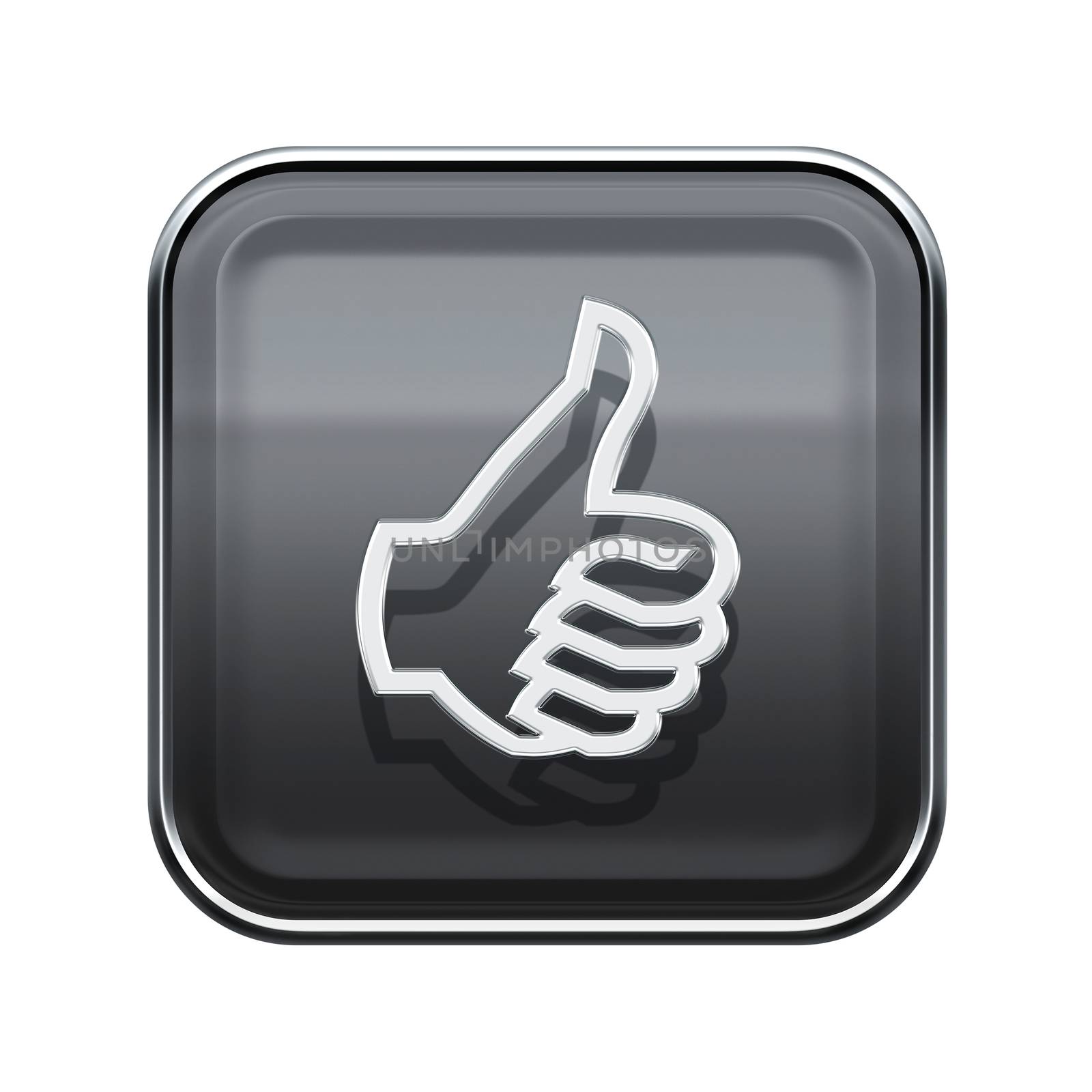 thumb up icon glossy grey, isolated on white background by zeffss