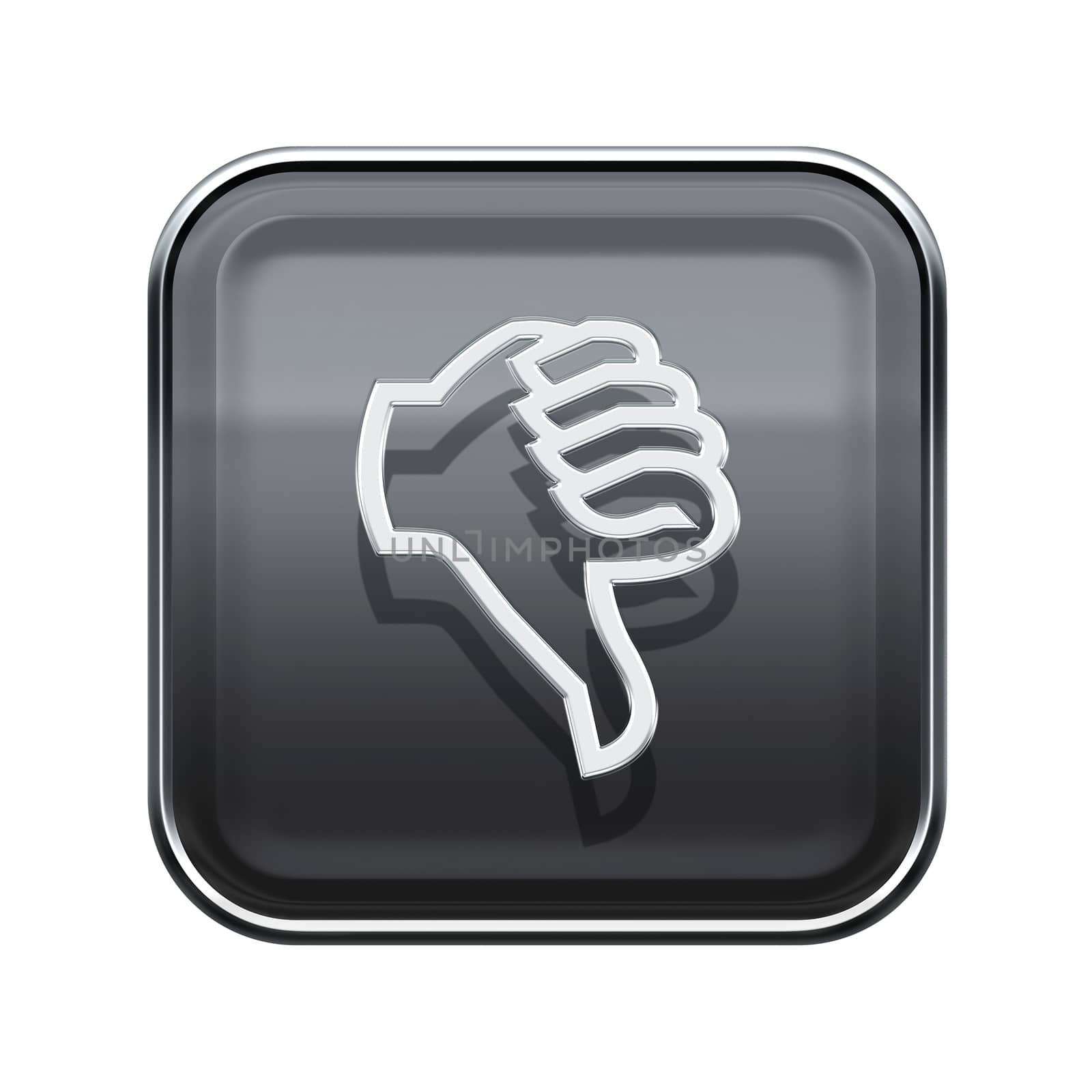 thumb down icon glossy grey, isolated on white background by zeffss