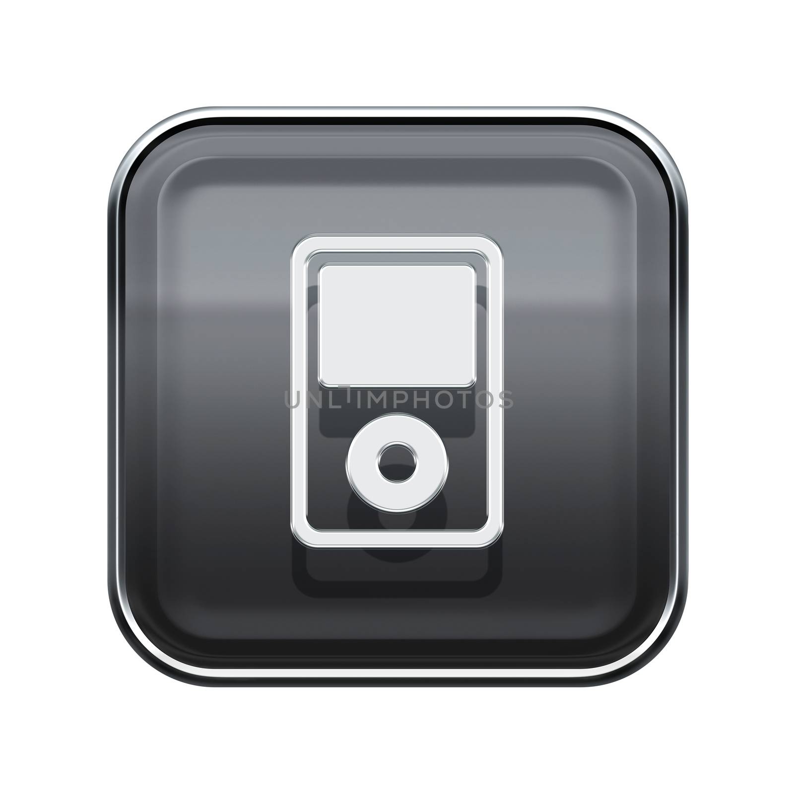 mp3 player glossy grey, isolated on white background