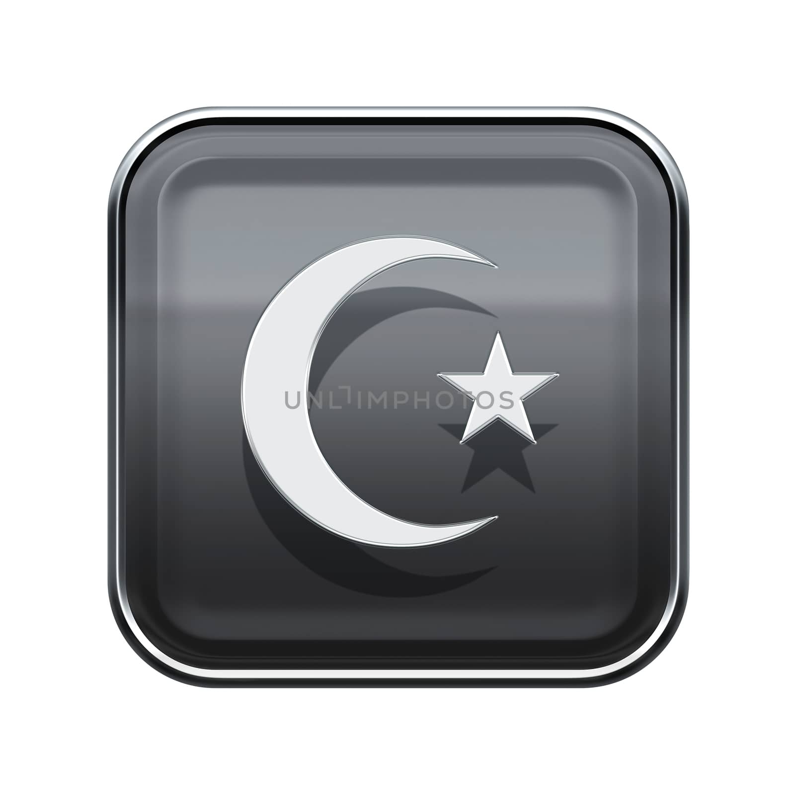 Turkish icon glossy grey, isolated on white background