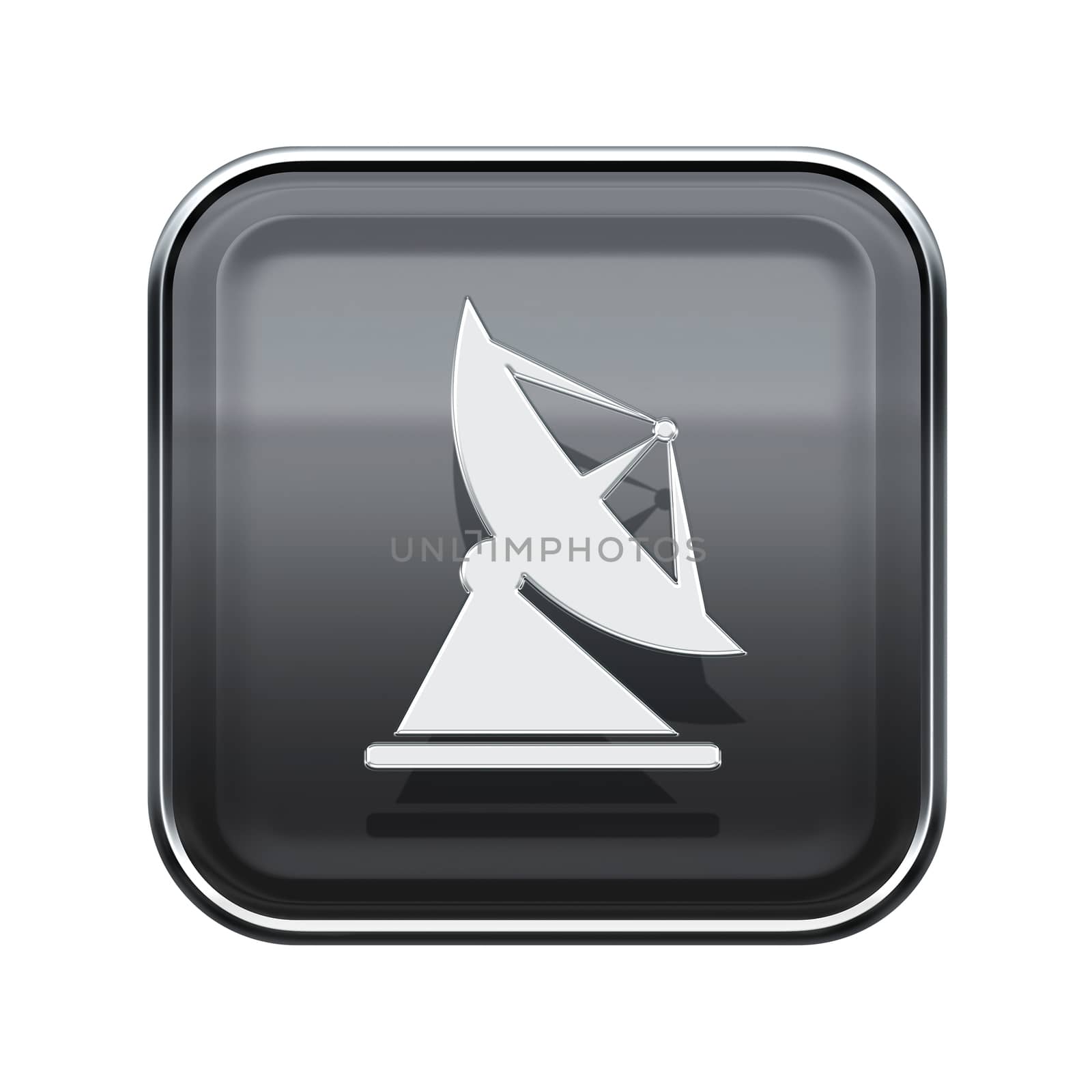 Antenna icon glossy grey, isolated on white background