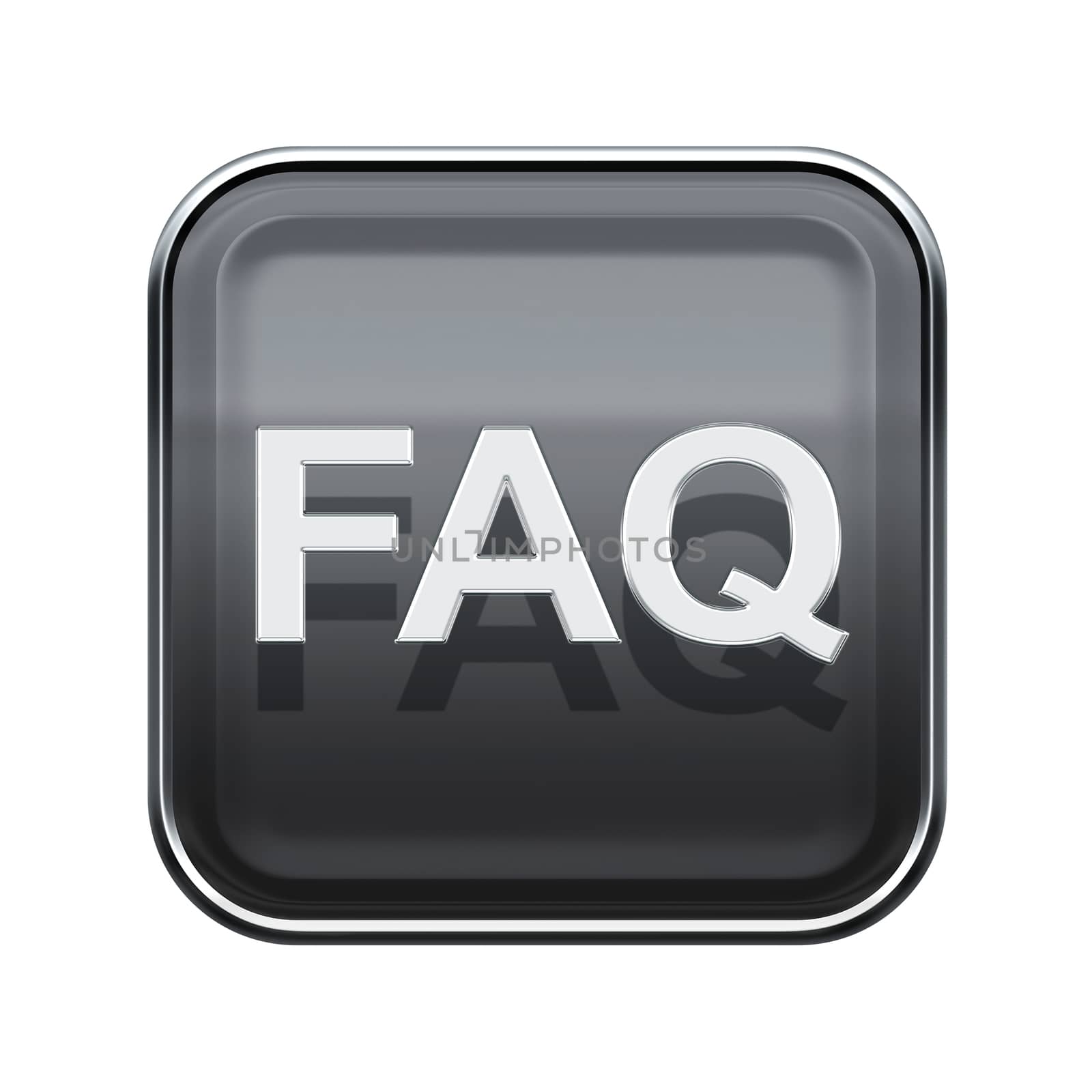 FAQ icon glossy grey, isolated on white background by zeffss