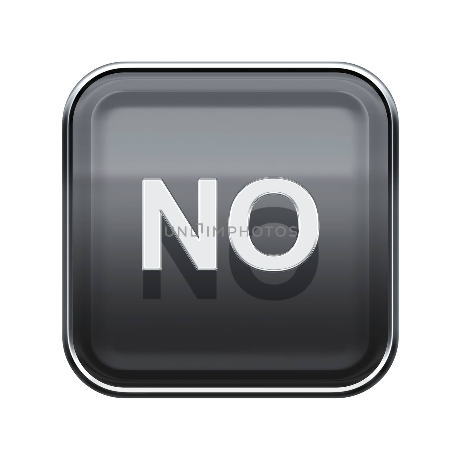 No icon glossy grey, isolated on white background