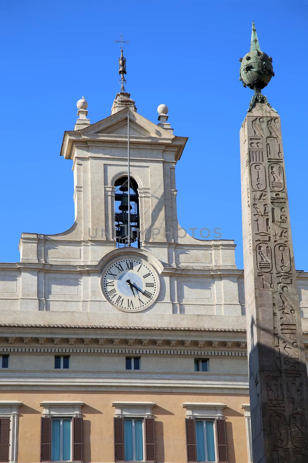 Obelisk of Montecitorio and Italian parliament on Piazza di Mont by vladacanon