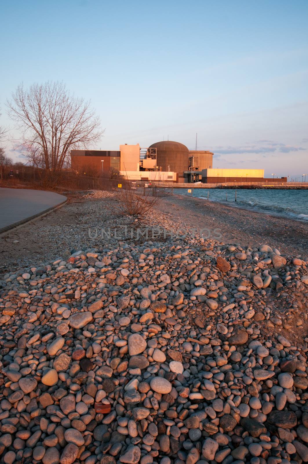 A view of a nuclear power plant in Pickering, Lake Ontario, Canada